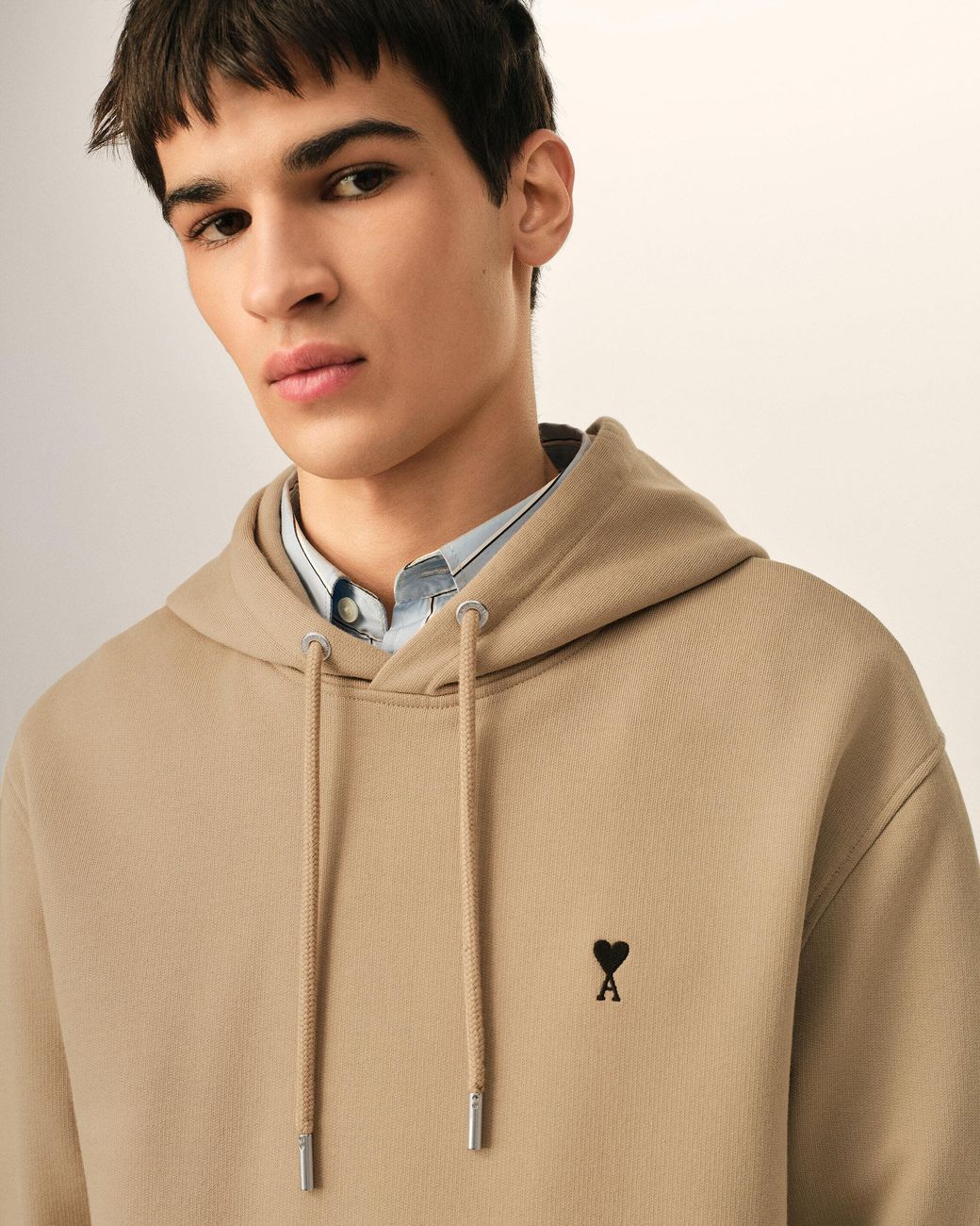 AMI Natural Cotton Hoodie With Ami De Coeur for men