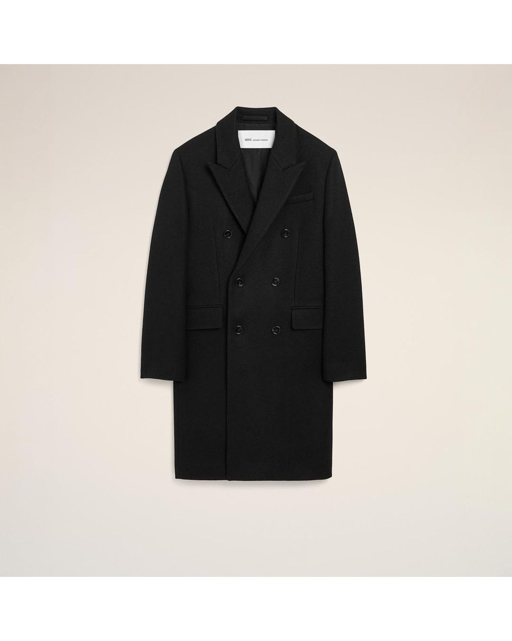 AMI Black Double Breasted Wool Coat