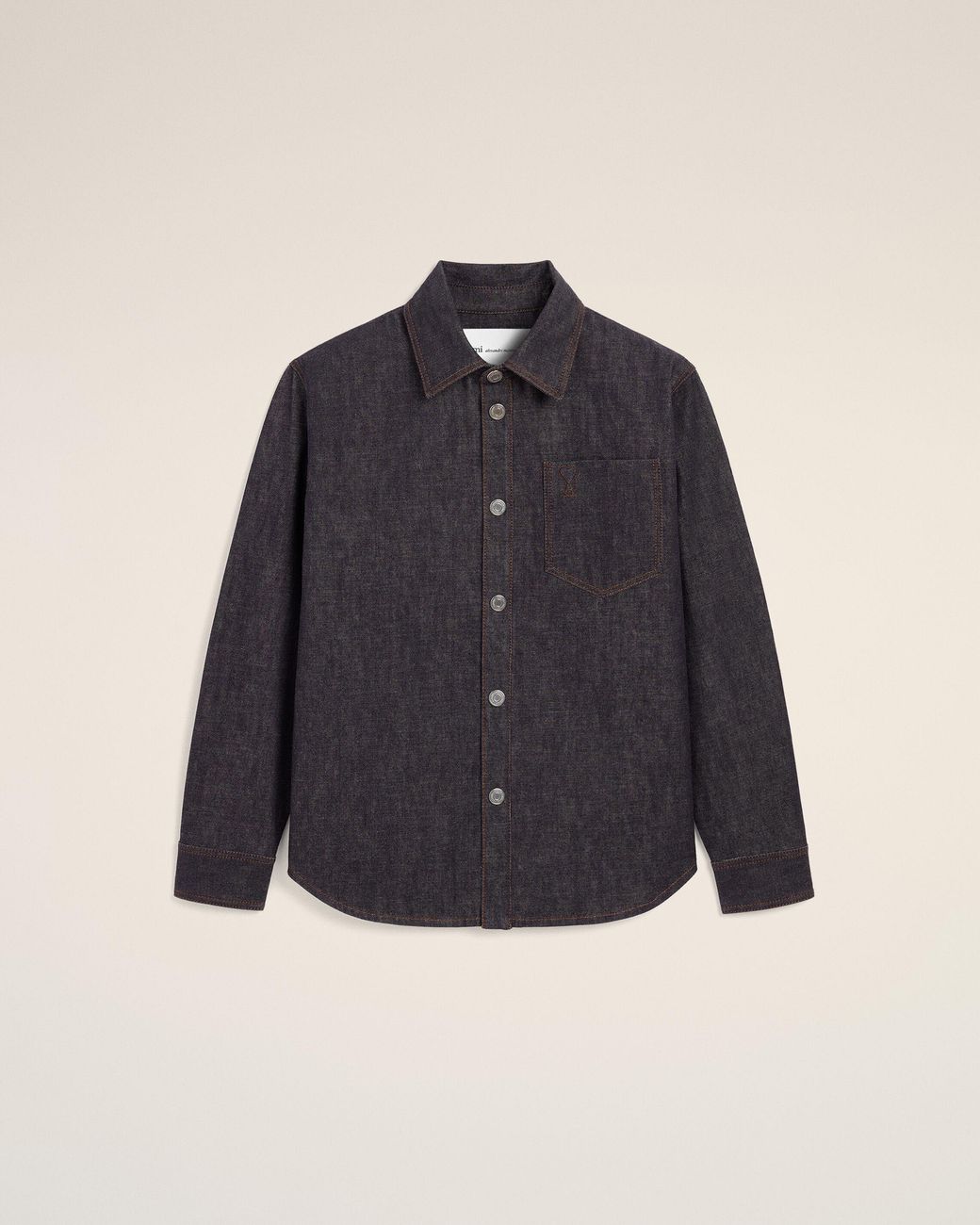 AMI Blue Cotton Overshirt With Ami De Coeur