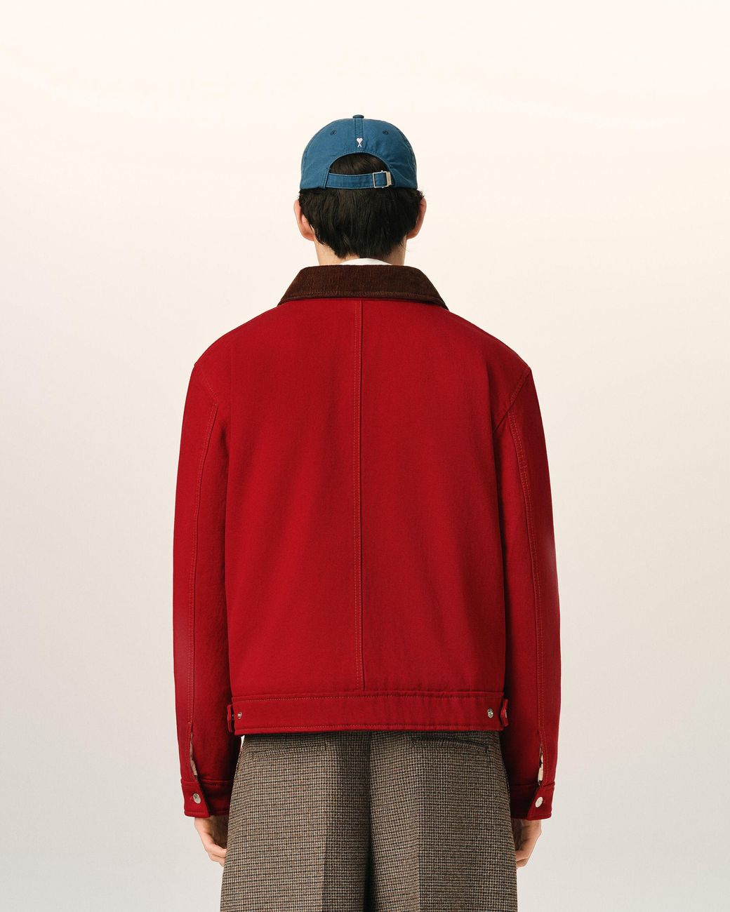 AMI Red Cotton Zipped Jacket With Ami De Coeur for men
