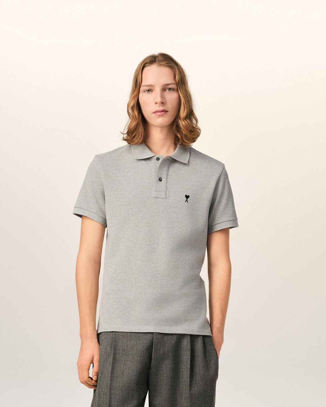 AMI Natural Cotton Polo With Ami De Coeur for men