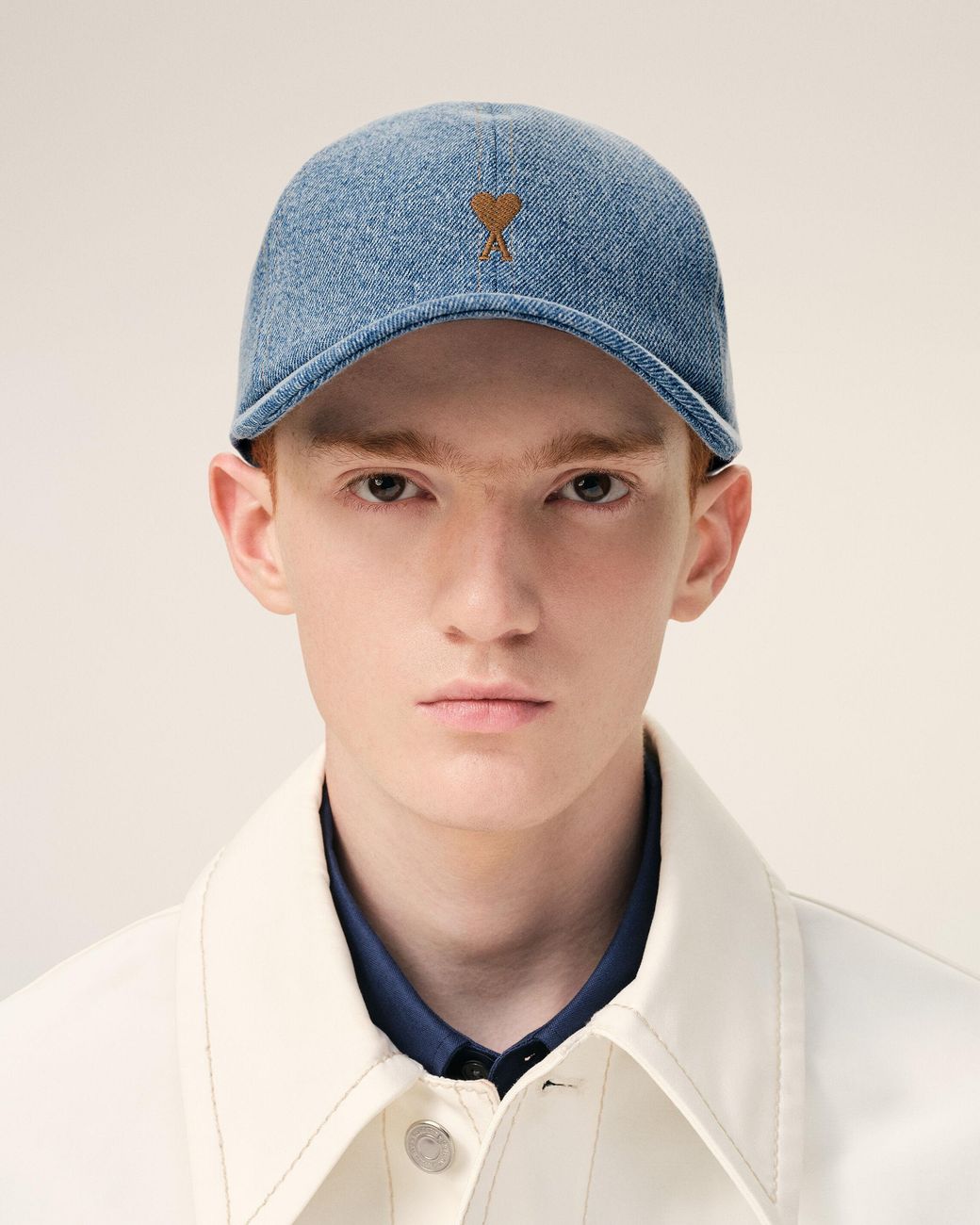 AMI Blue Denim Ami De Coeur Embroidery Cap