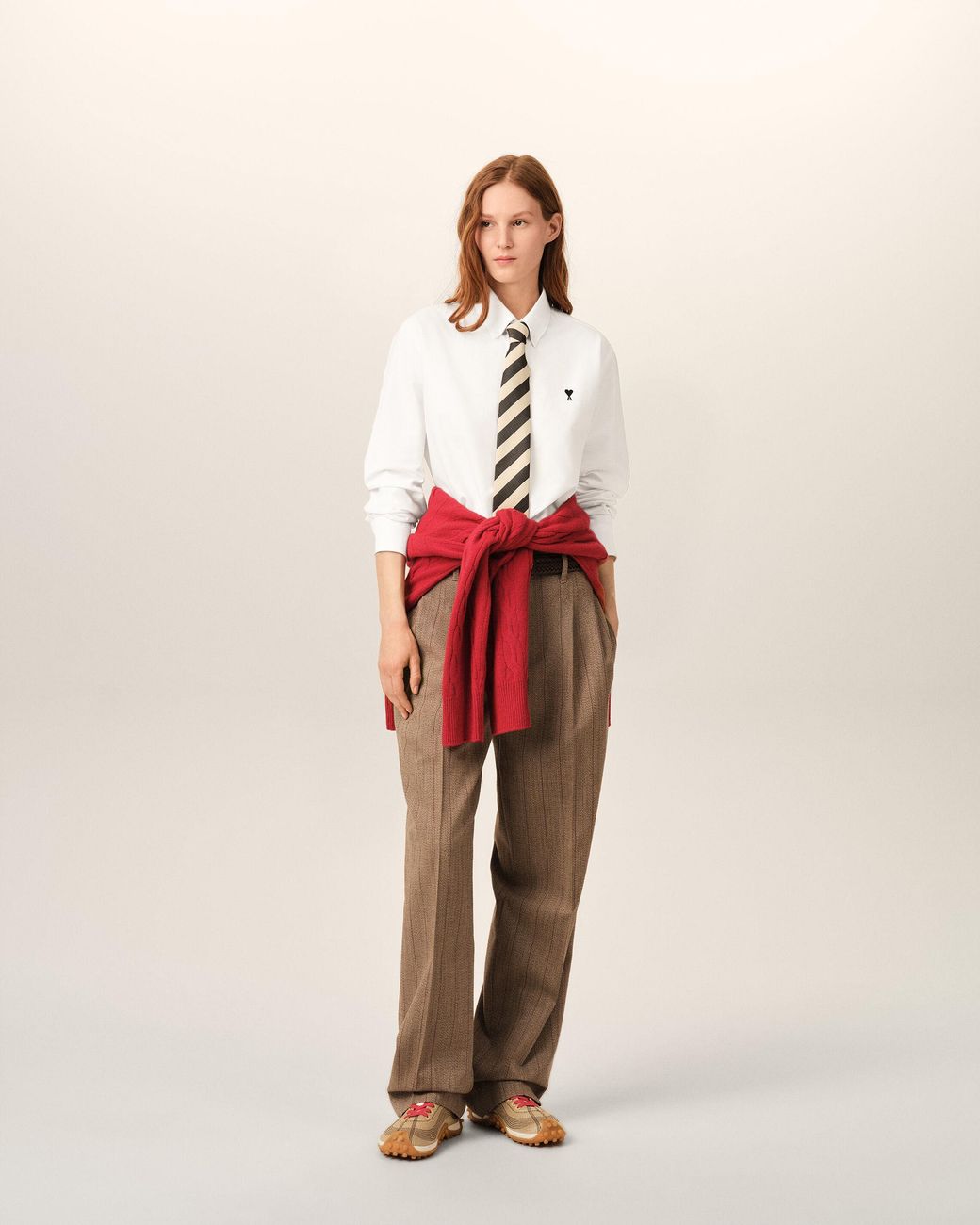AMI Natural Cotton Shirt With Ami De Coeur