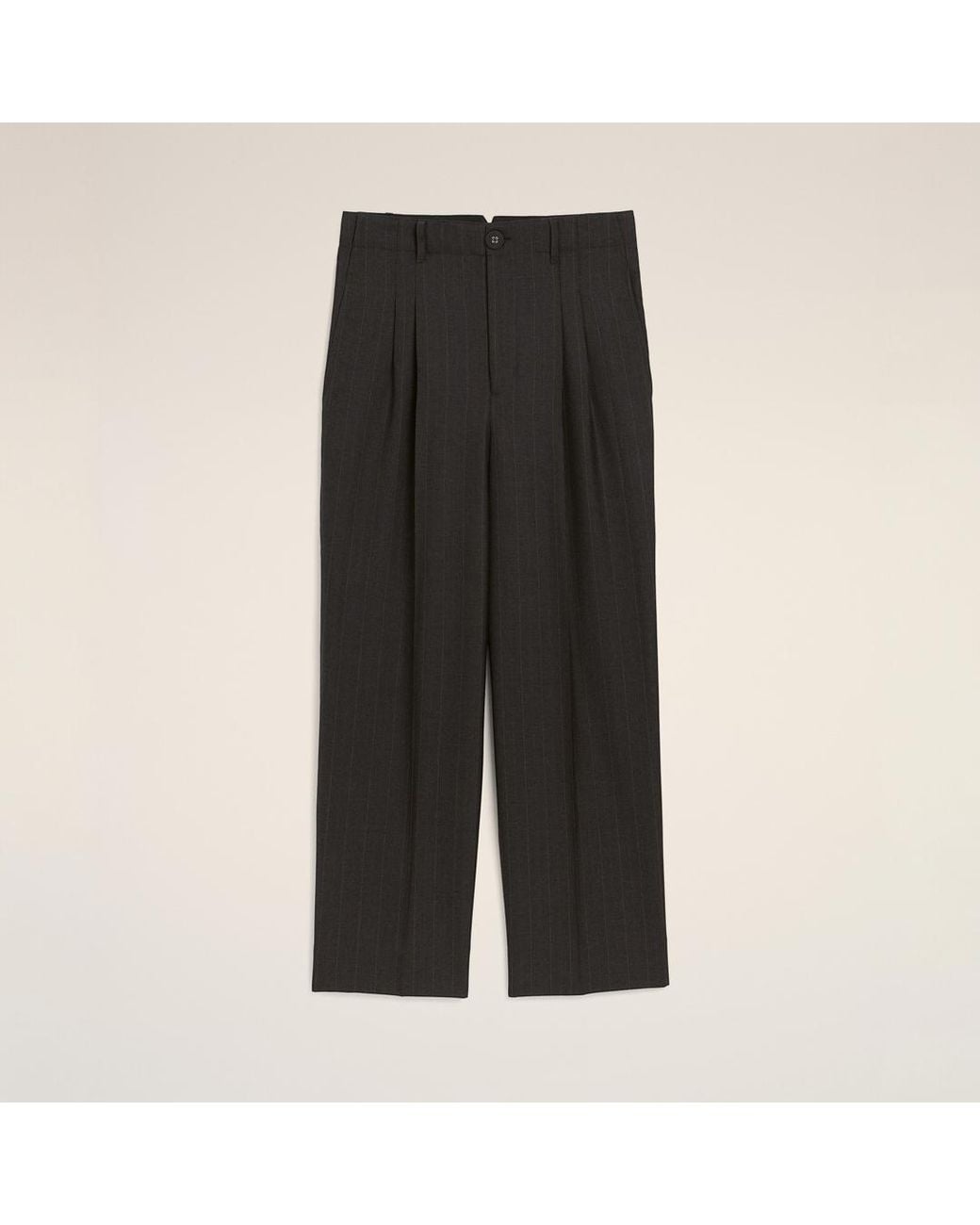 AMI Black High-Waisted Carrot-Fit Striped Wool Trousers for men