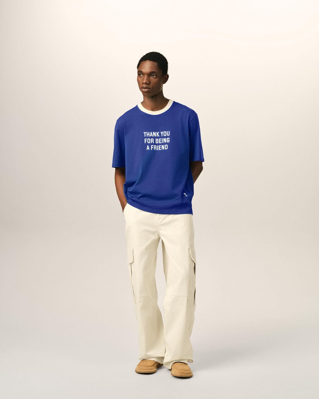 AMI Natural Baggy-Fit Cargo Cotton Trousers for men