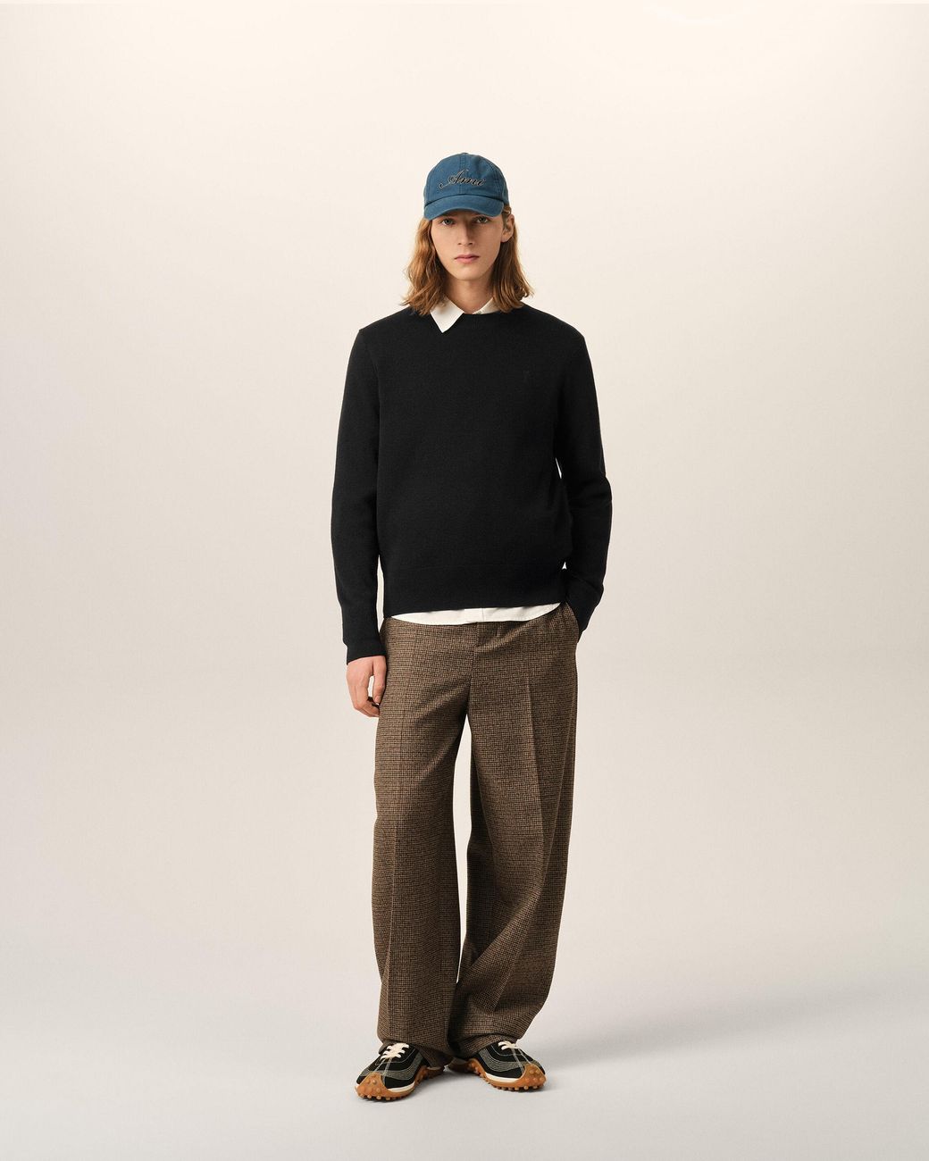 AMI Black Crewneck Wool Sweater With Ami De Coeur for men