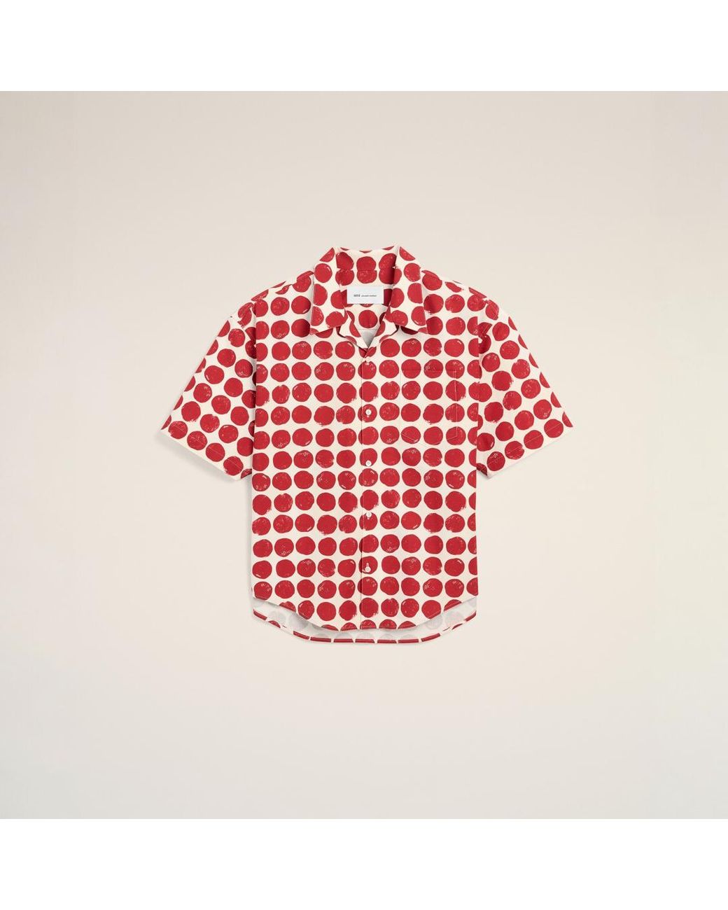 AMI Red Polka-Dot Boxy Cotton Short-Sleeve Shirt for men