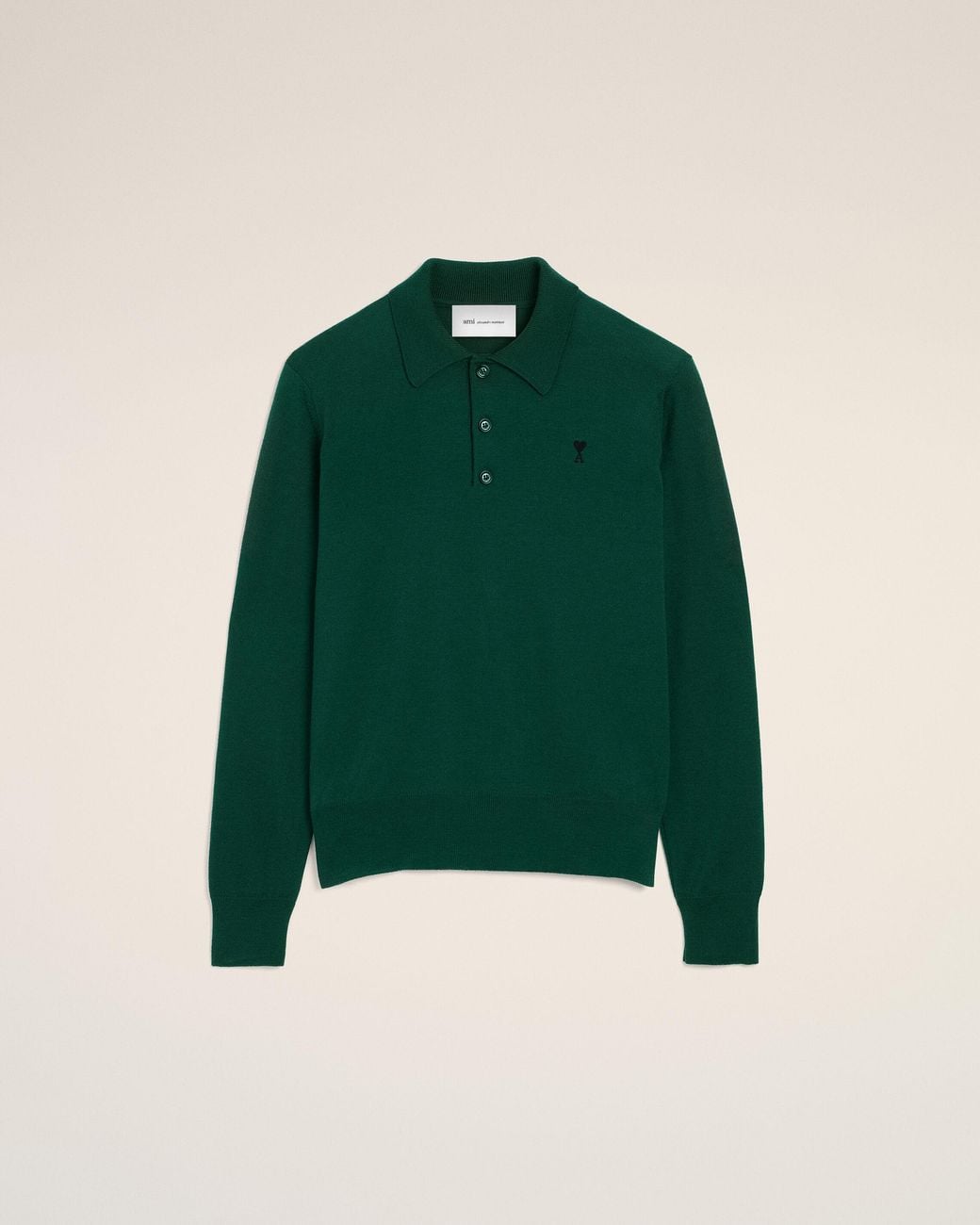 AMI Green Wool Polo With Ami De Coeur for men