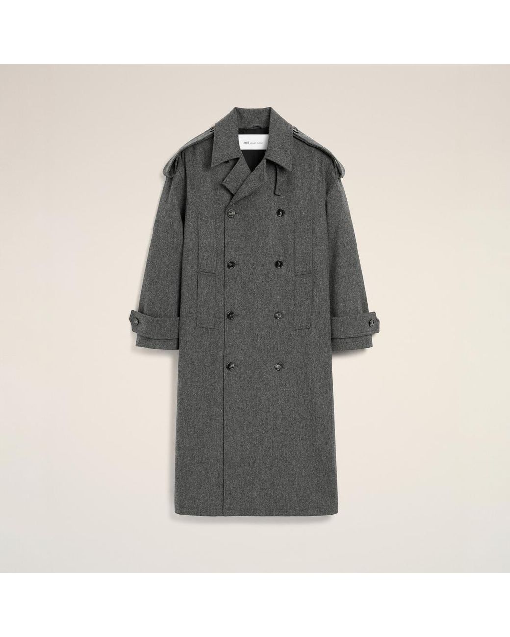 AMI Gray Wool Trench Coat