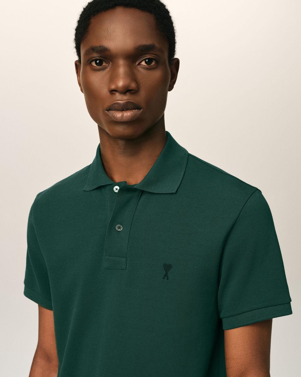 AMI Green Cotton Polo With Ami De Coeur for men
