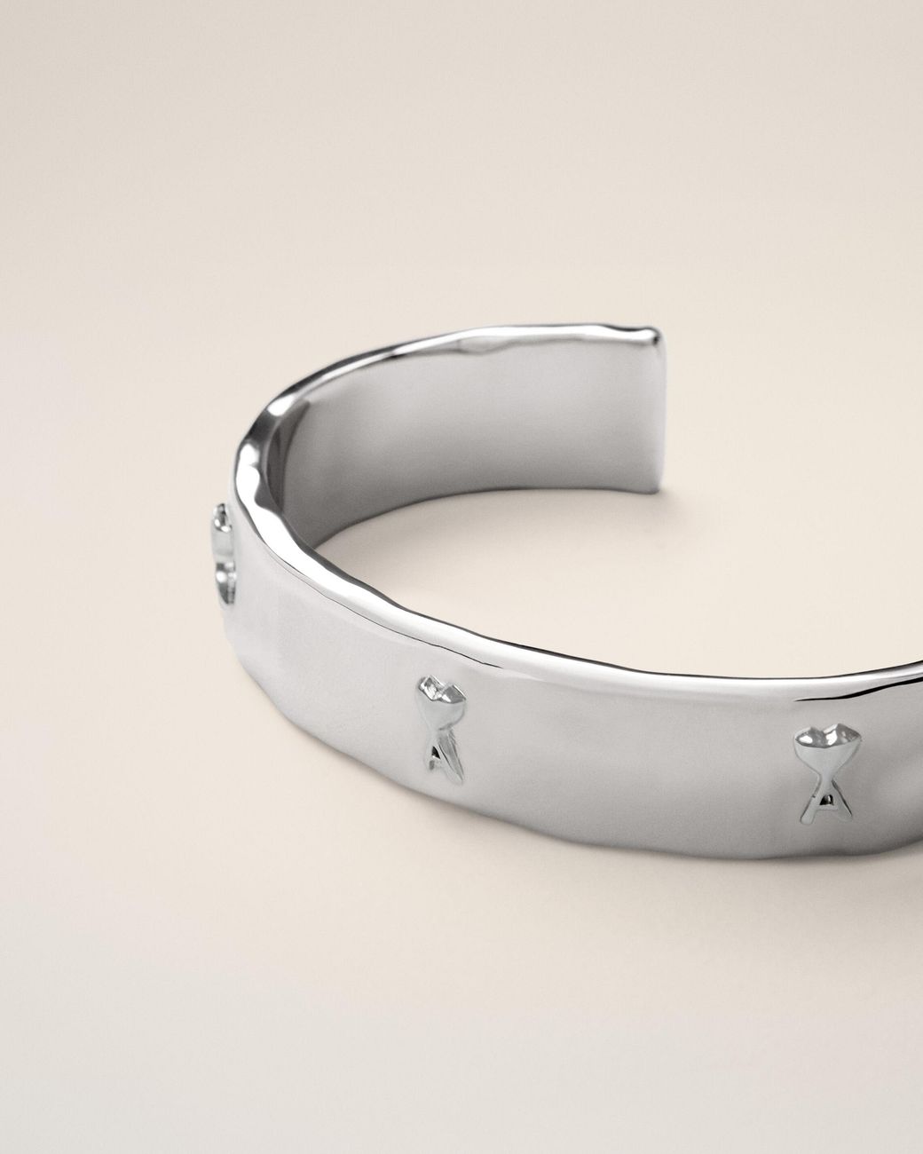 AMI Natural Brass Bracelet With Hammered Ami De Coeur