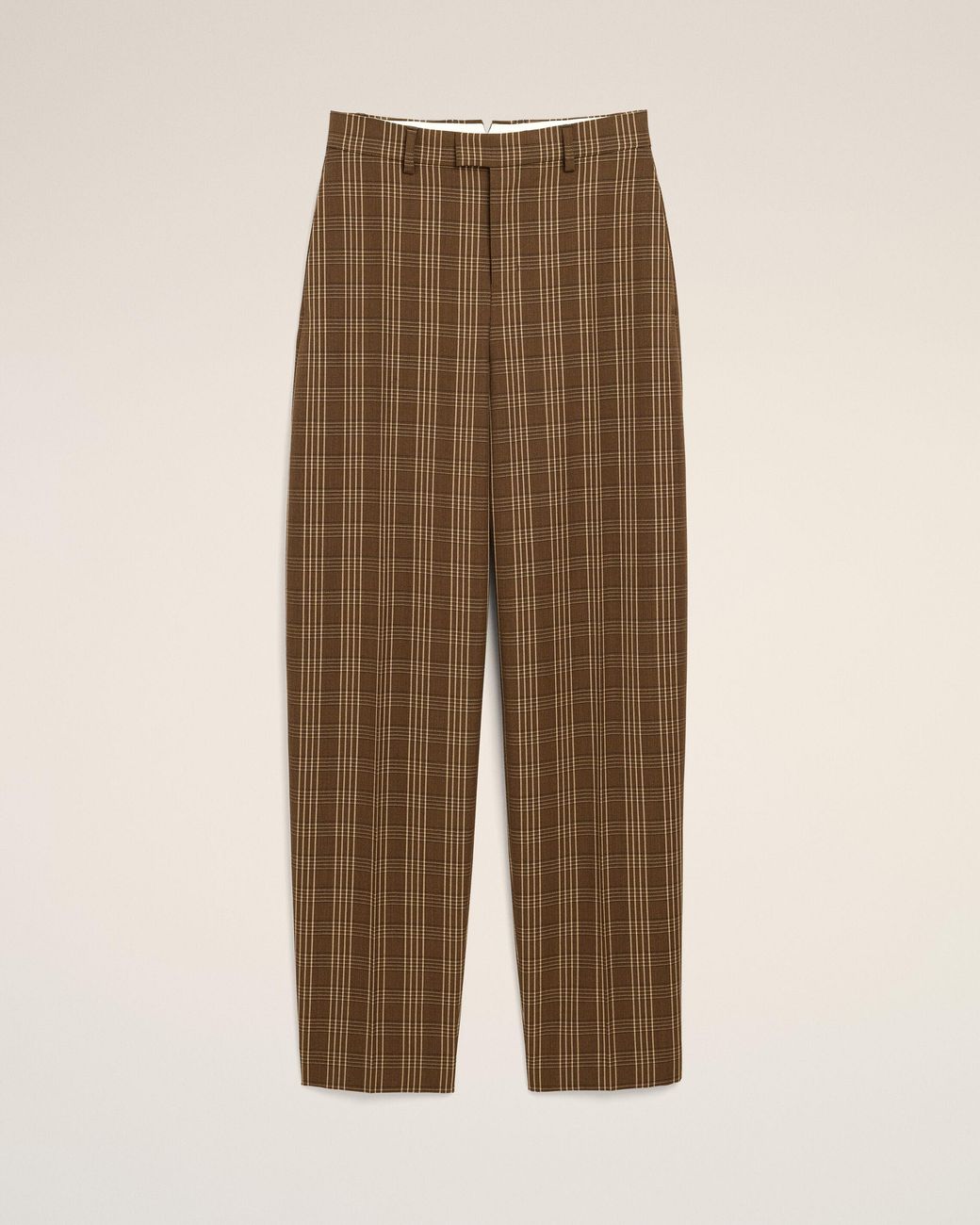 AMI Natural Balloon-Fit Checkered Wool Trousers