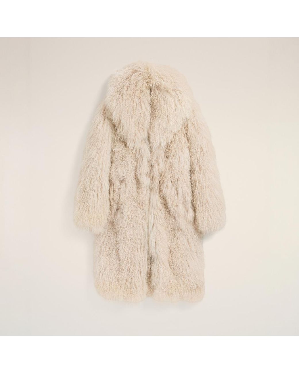 AMI Natural Long Lamb Shearling Coat