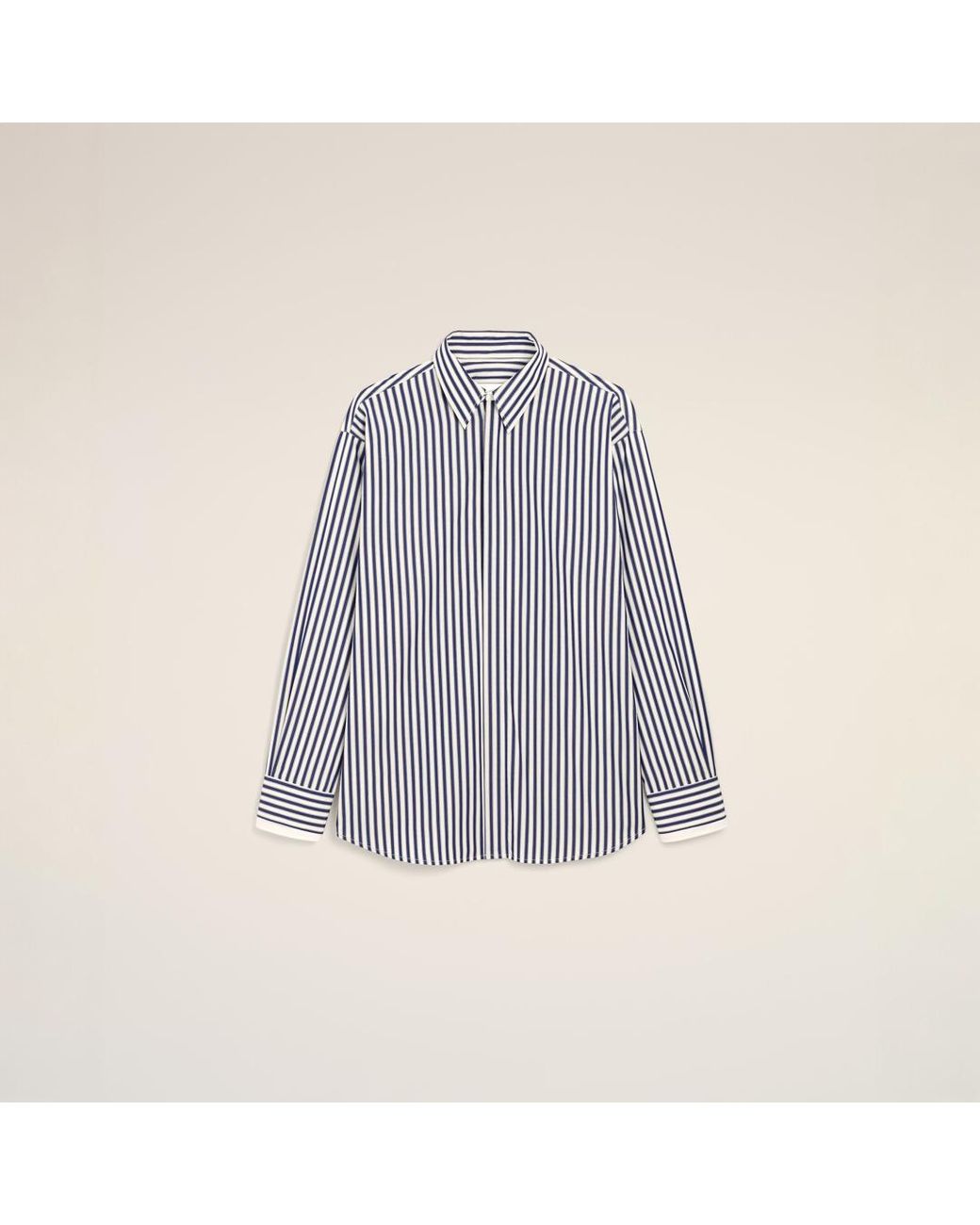 AMI Blue Large Striped Cotton Shirt With Removable Collar