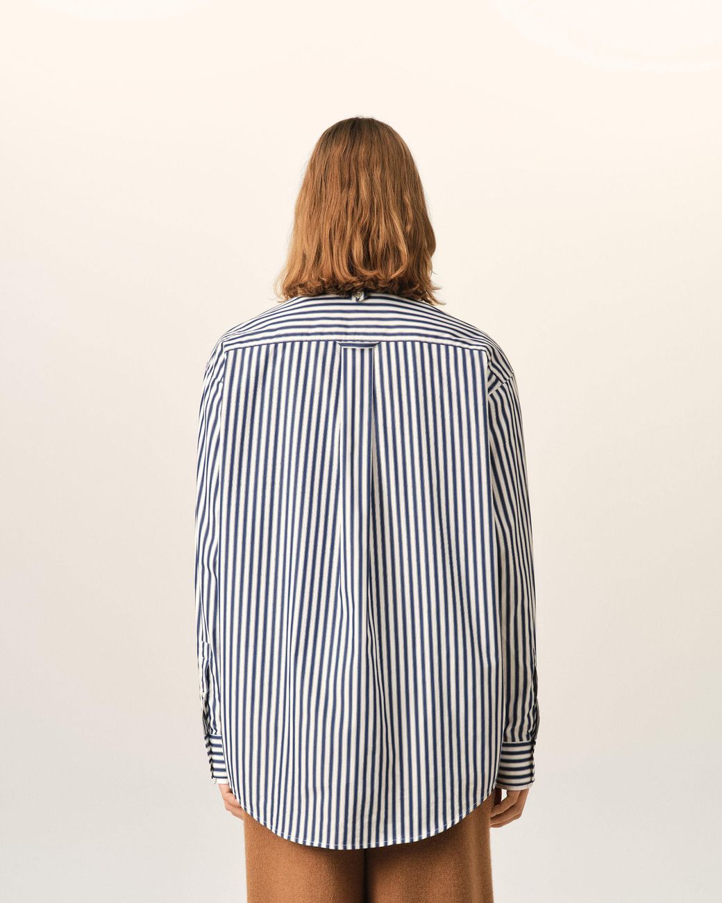 AMI Blue Large Striped Cotton Shirt With Removable Collar