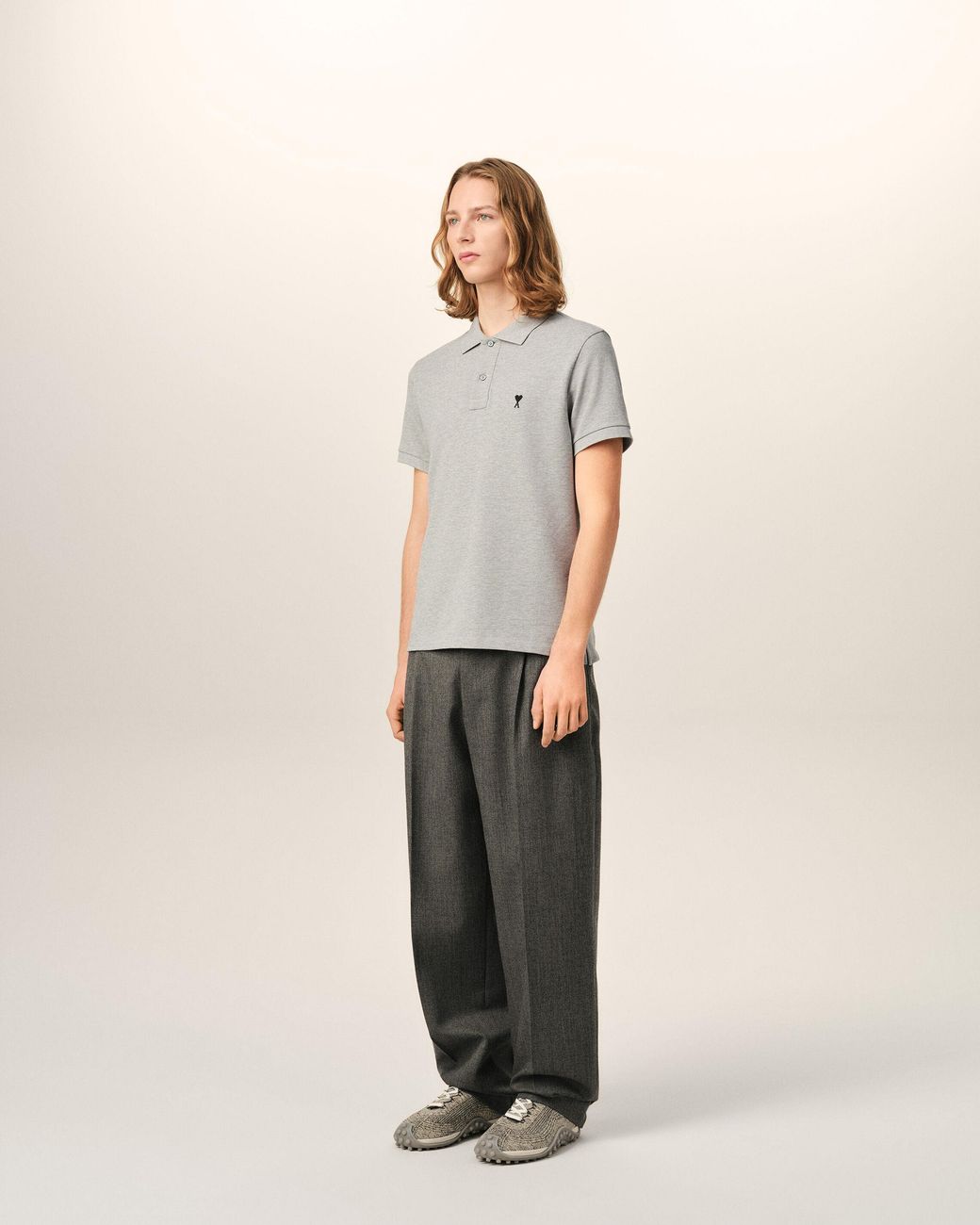AMI Natural Cotton Polo With Ami De Coeur for men