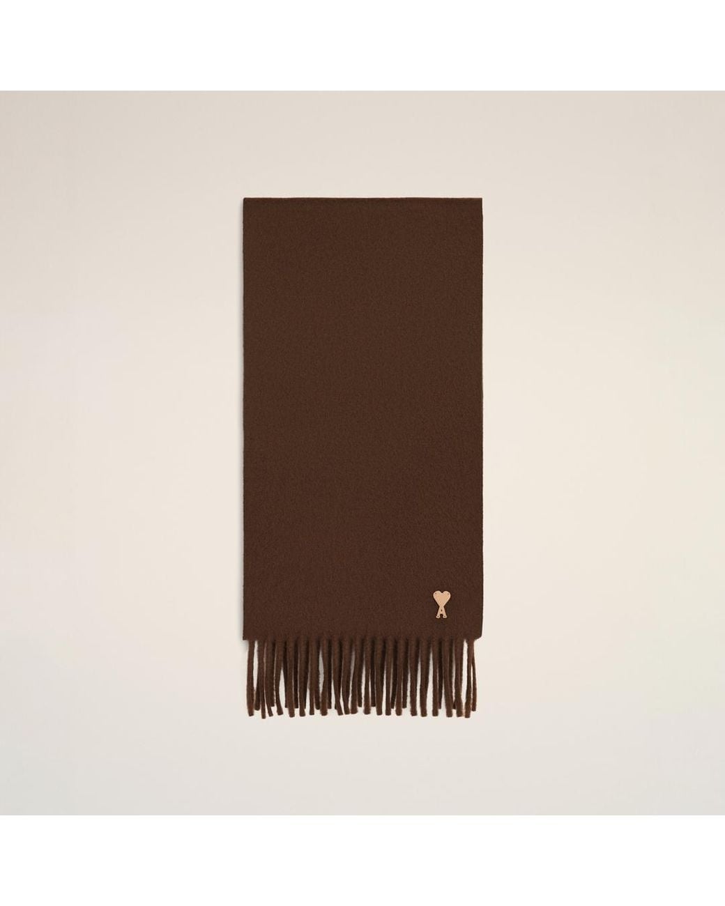 AMI Brown Wool Scarf With Ami De Coeur Patch