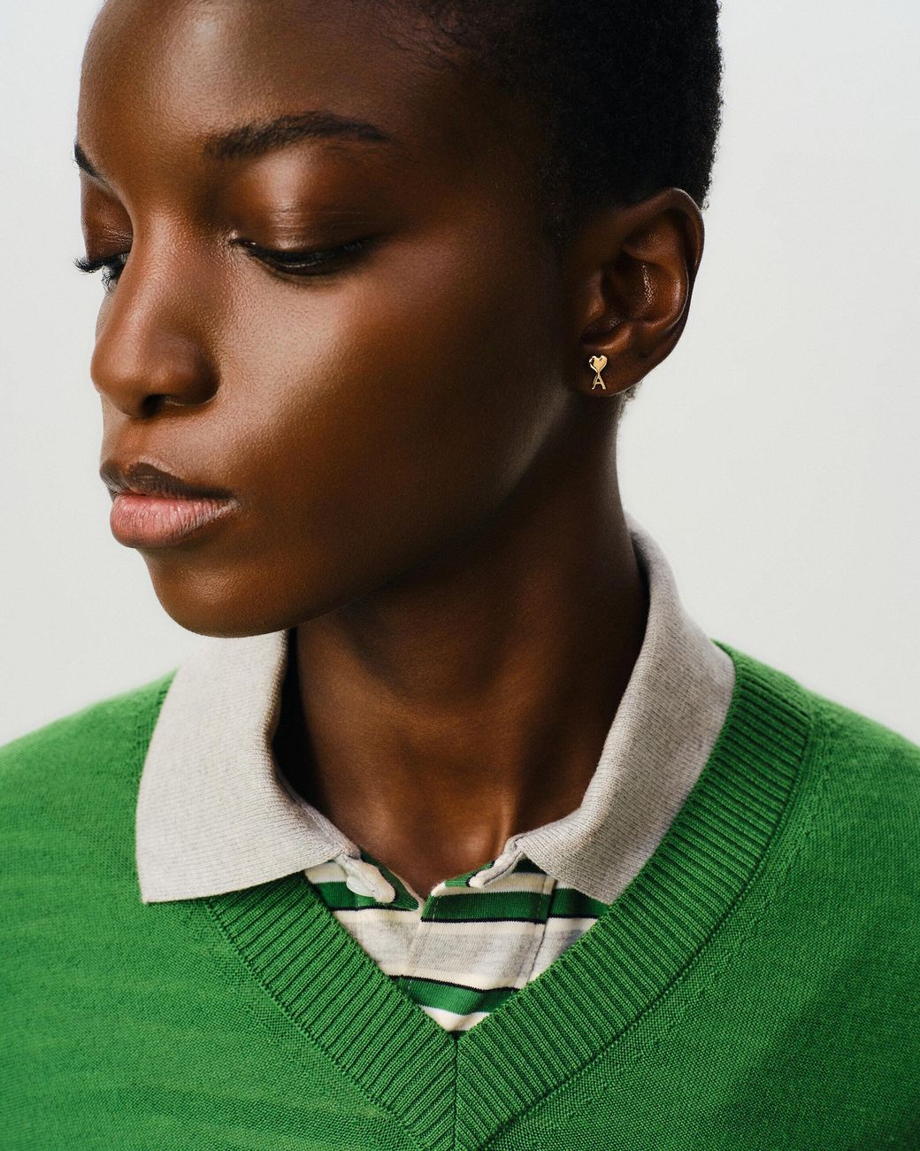 AMI Natural Brass Ami De Coeur Hammered Earrings