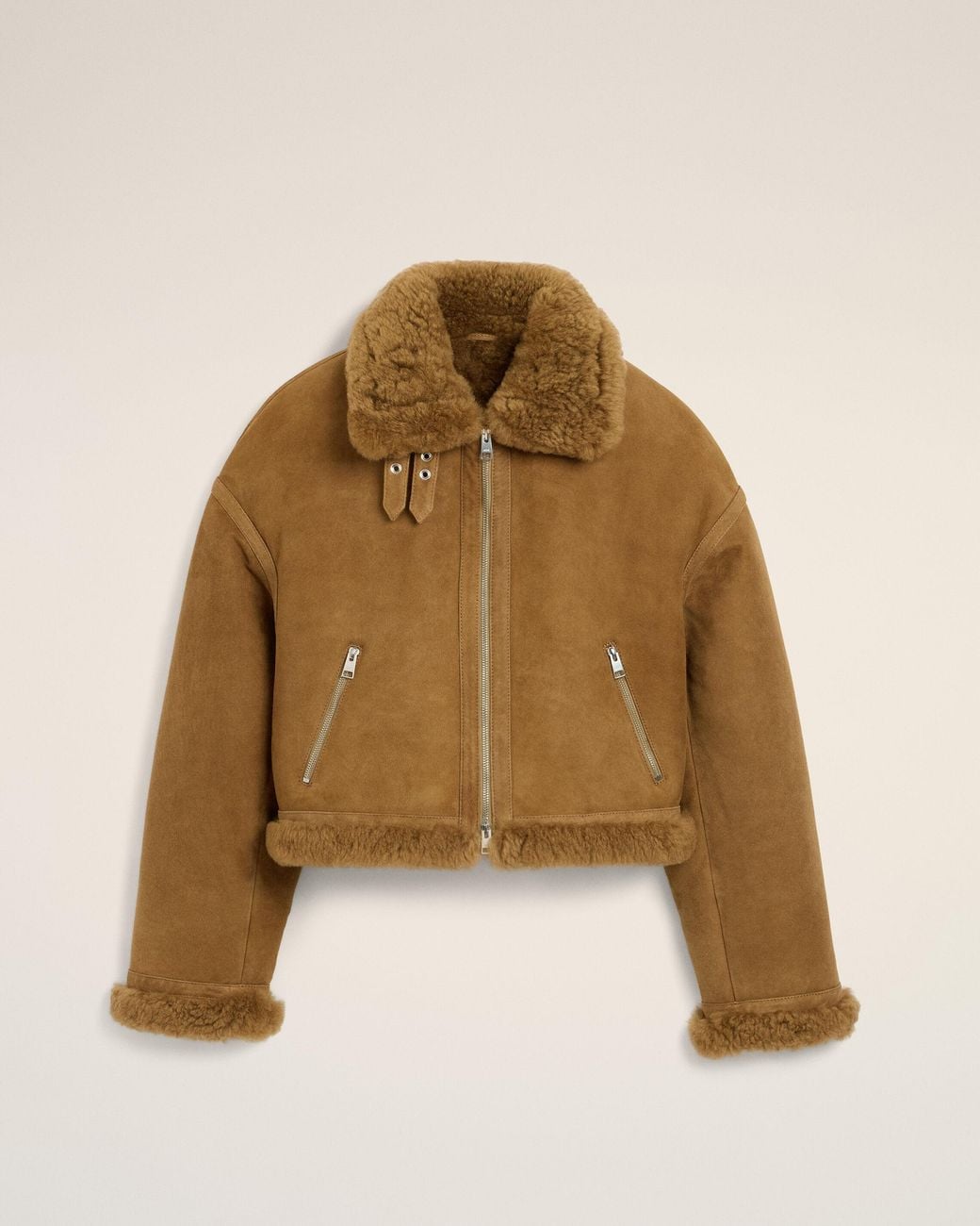 AMI Natural Sheep Shearling Aviator Jacket