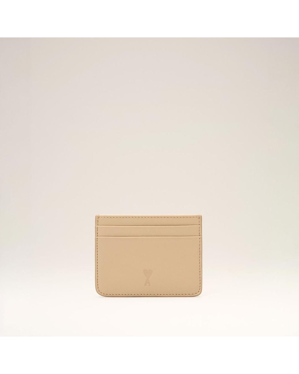 AMI Natural Cowhide Leather Card Holder With Ami De Coeur