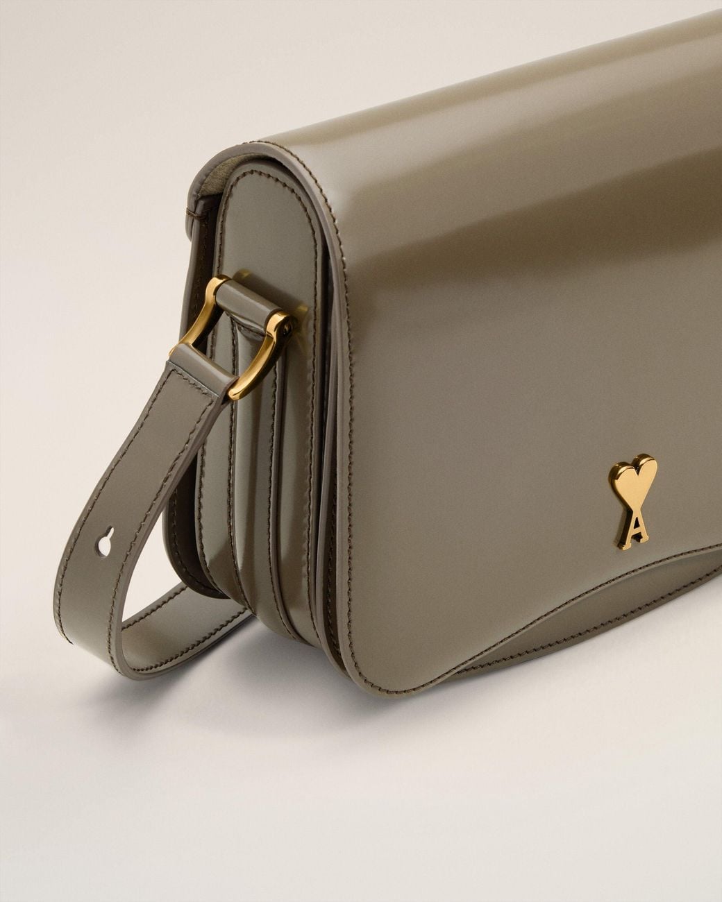 AMI Natural Glazed Leather Paris Paris Bag