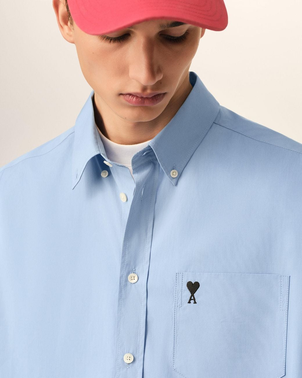 AMI Blue Boxy Cotton Shirt With Ami De Coeur for men