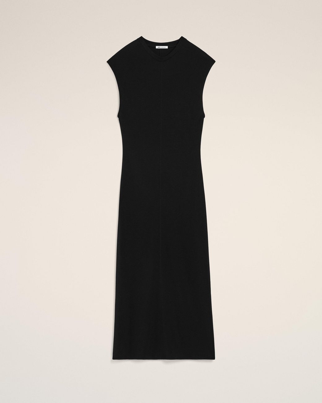 AMI Black Jersey Sleeveless Fitted Long Dress