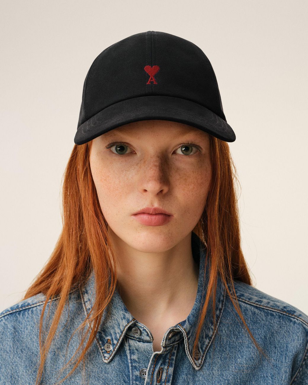 AMI Black Cotton Cap With Ami De Coeur