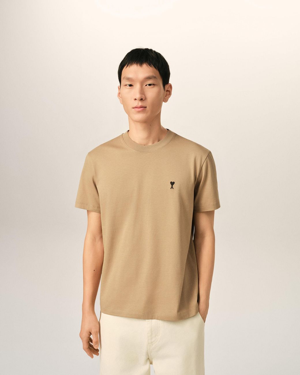 AMI Natural Cotton T-Shirt With Ami De Coeur for men