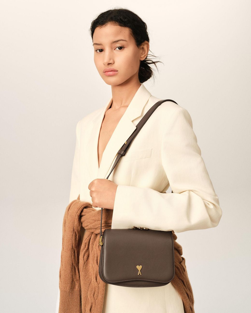 AMI Natural Cowhide Leather Paris Paris Bag