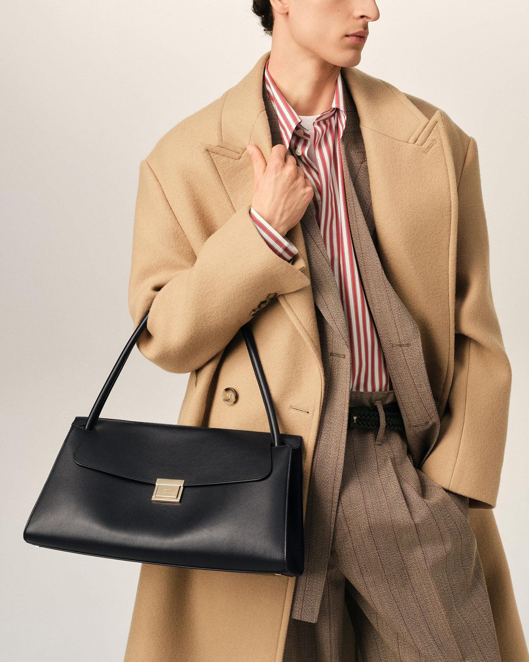 AMI Black Cow Leather Mimi Bag