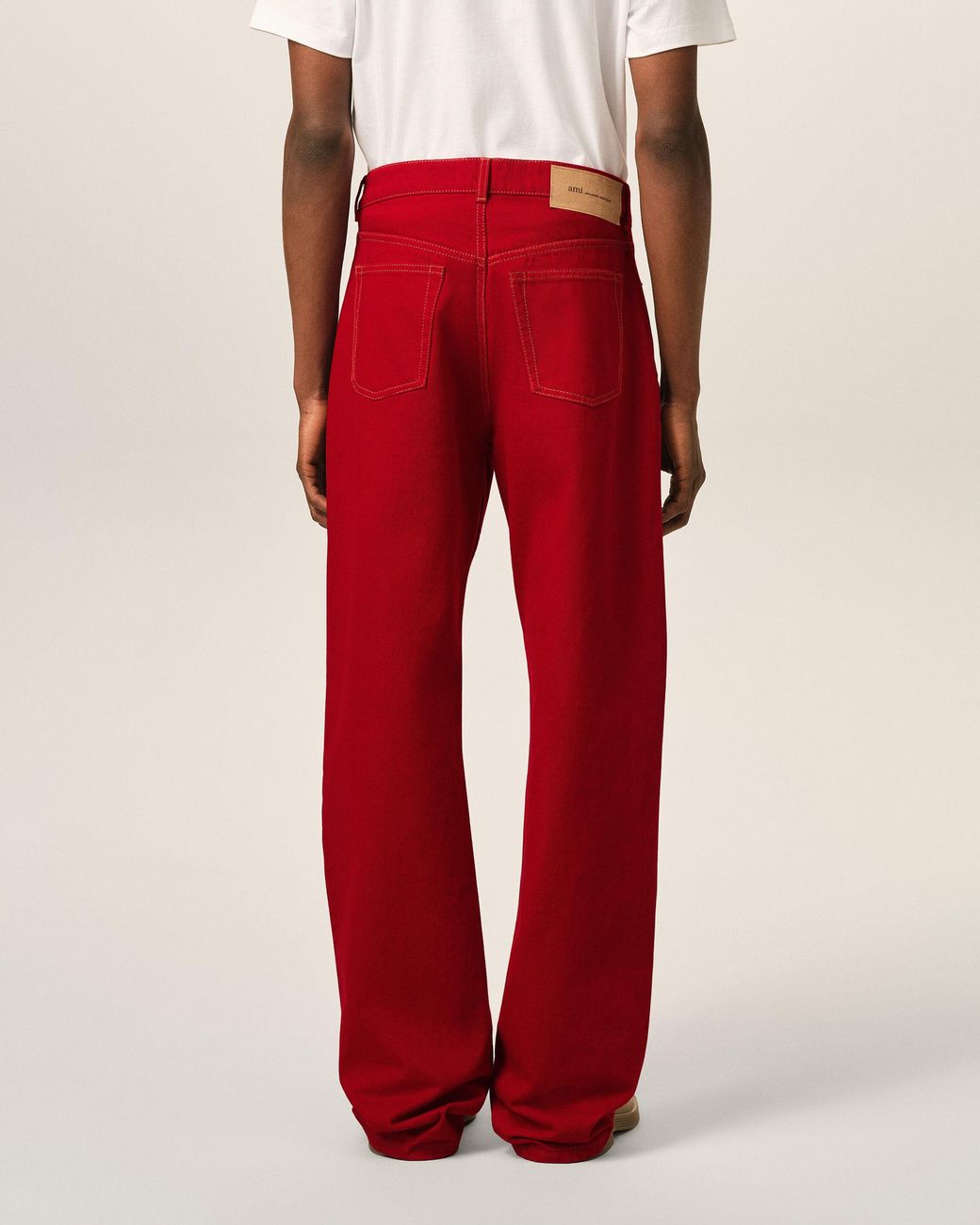 AMI Red Large-Fit Cotton Jeans for men