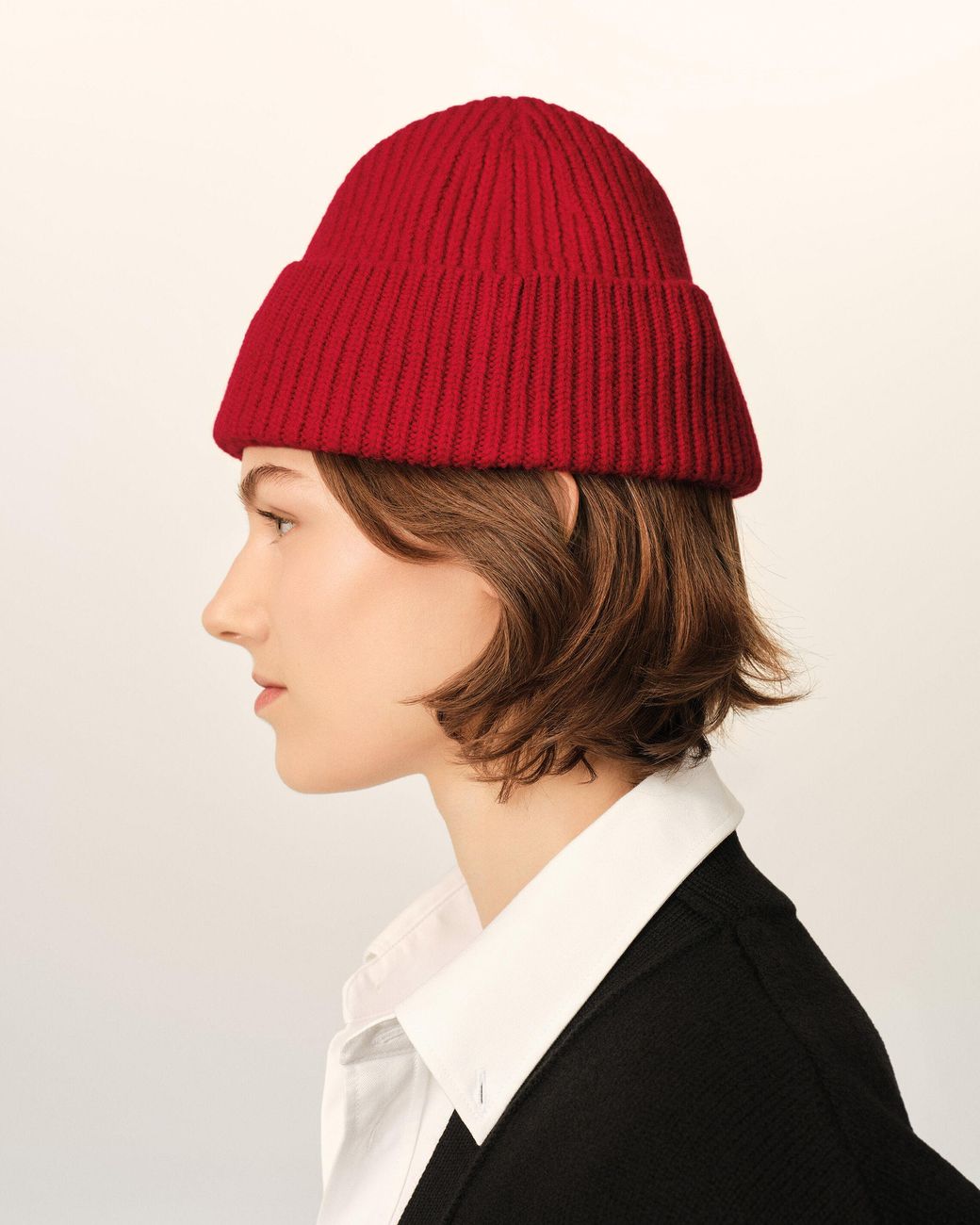 AMI Red Wool Beanie With Ami De Coeur