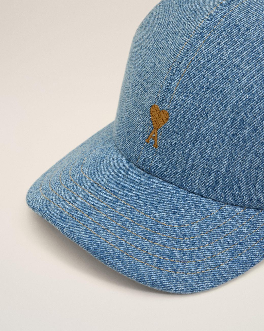 AMI Blue Denim Ami De Coeur Embroidery Cap