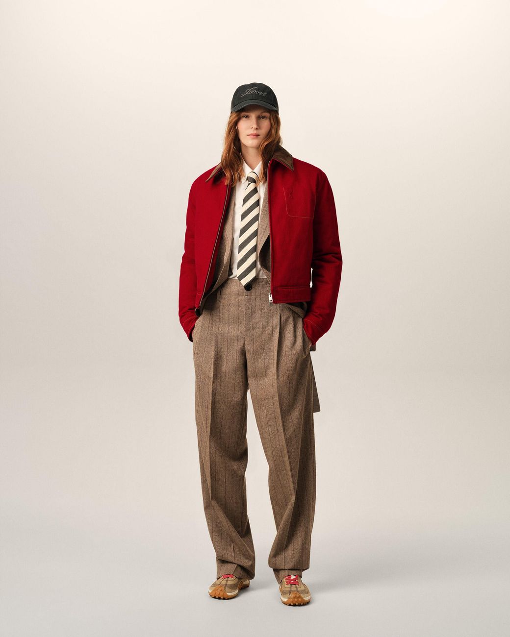 AMI Red Cotton Zipped Jacket With Ami De Coeur