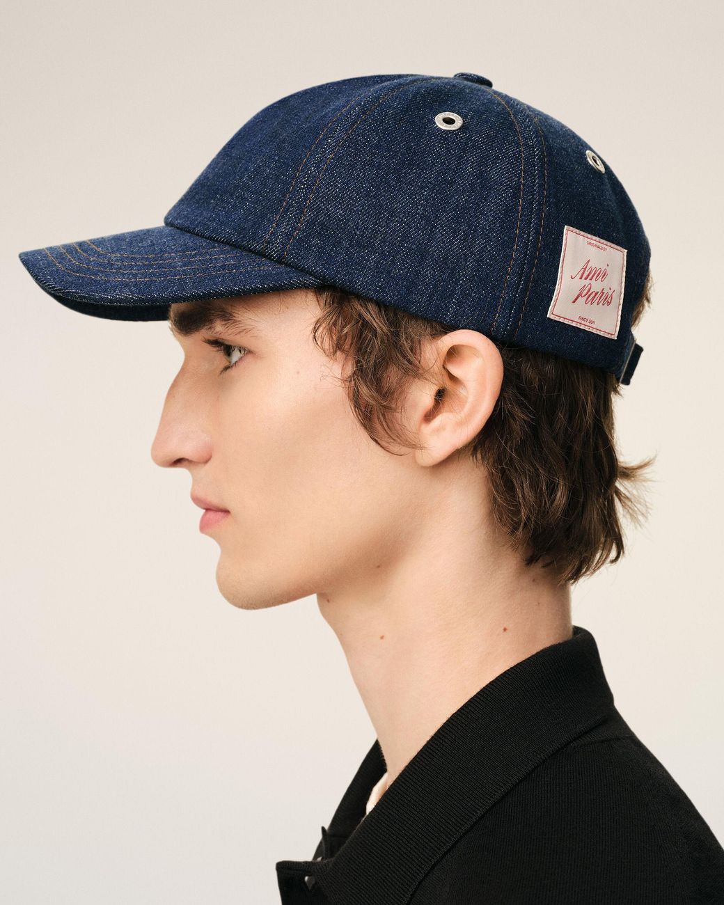 AMI Blue Denim Side Patch Cap
