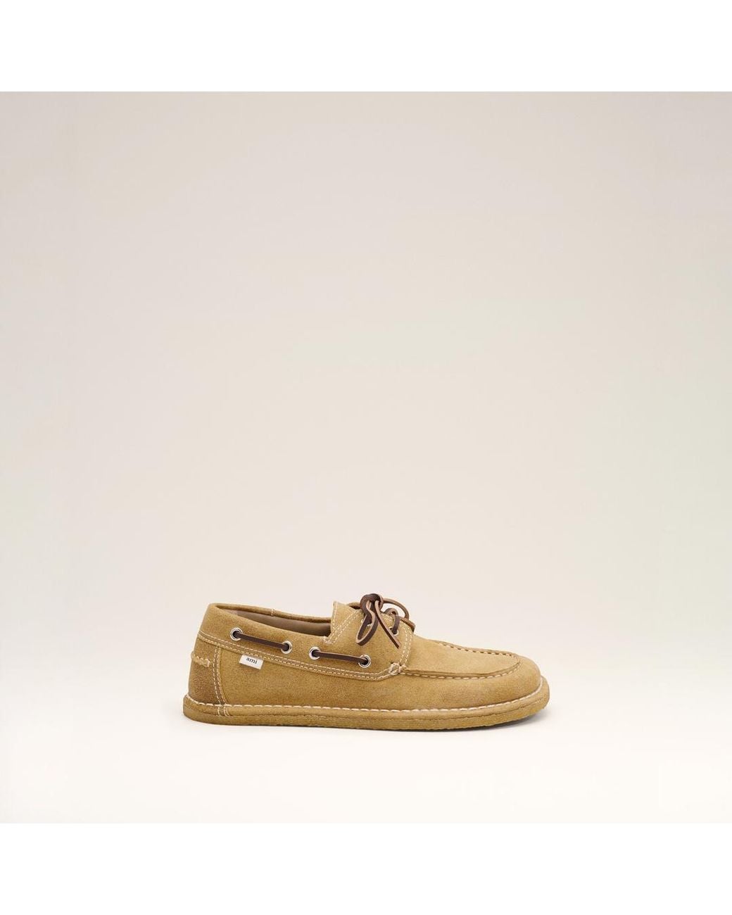 AMI Natural Cow Leather Boat Shoes