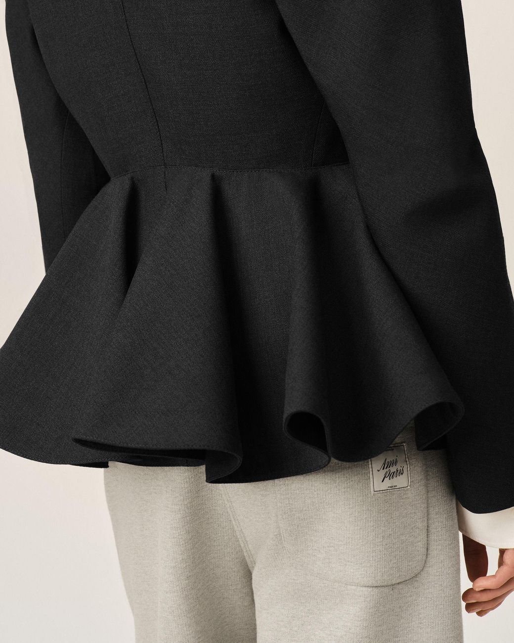 AMI Black Peplum Wool Jacket