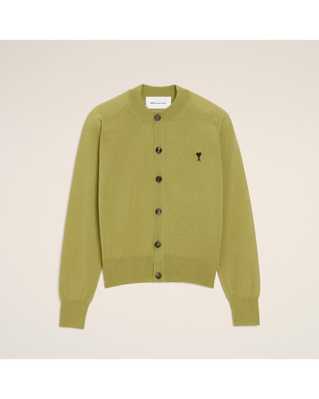 AMI Green Wool Crewneck Ami De Coeur Cardigan
