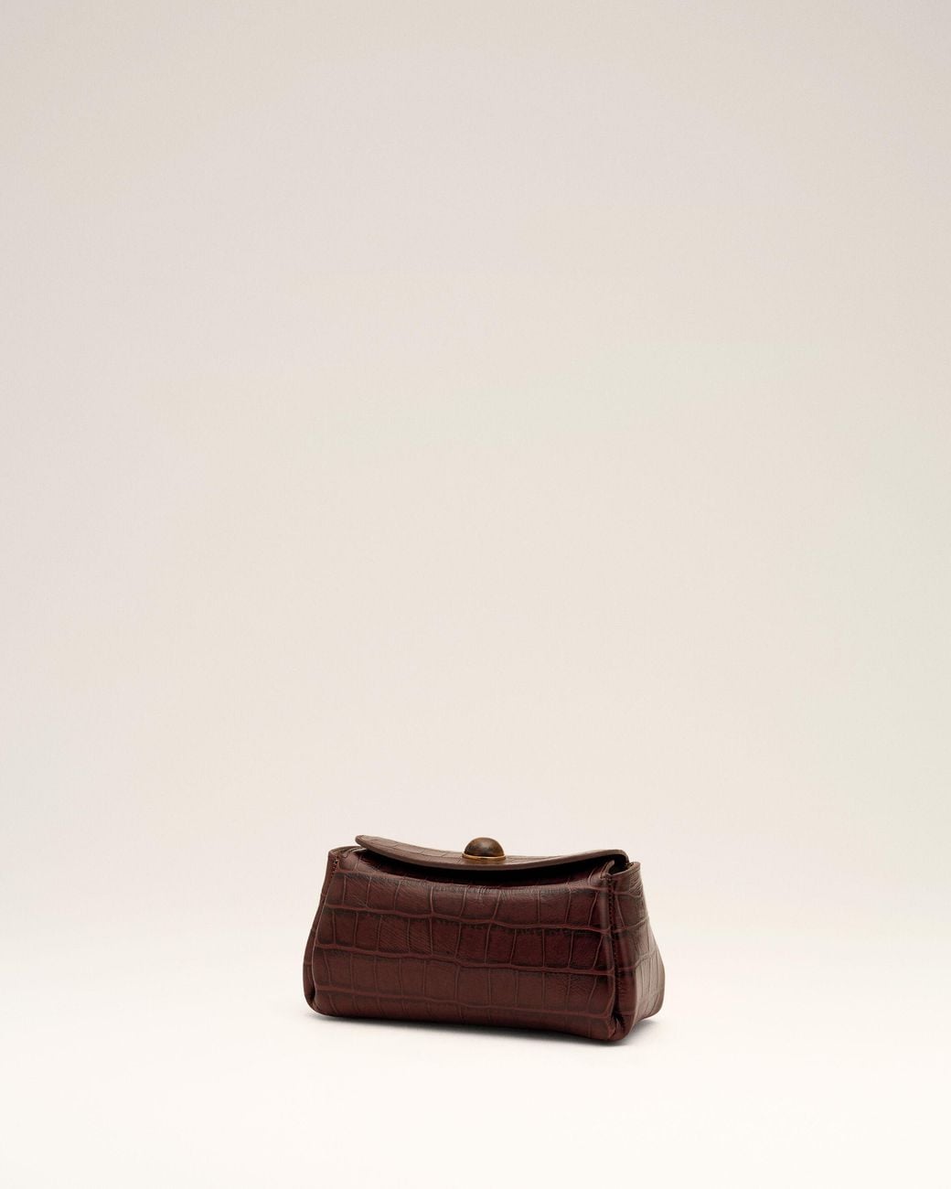 AMI Natural Mini Crocodile Embossed Cow Leather Carrousel Bag