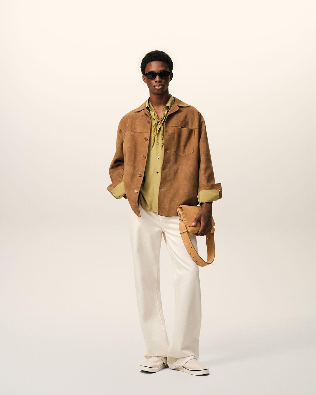 AMI Natural Goat Leather Buttoned Overshirt