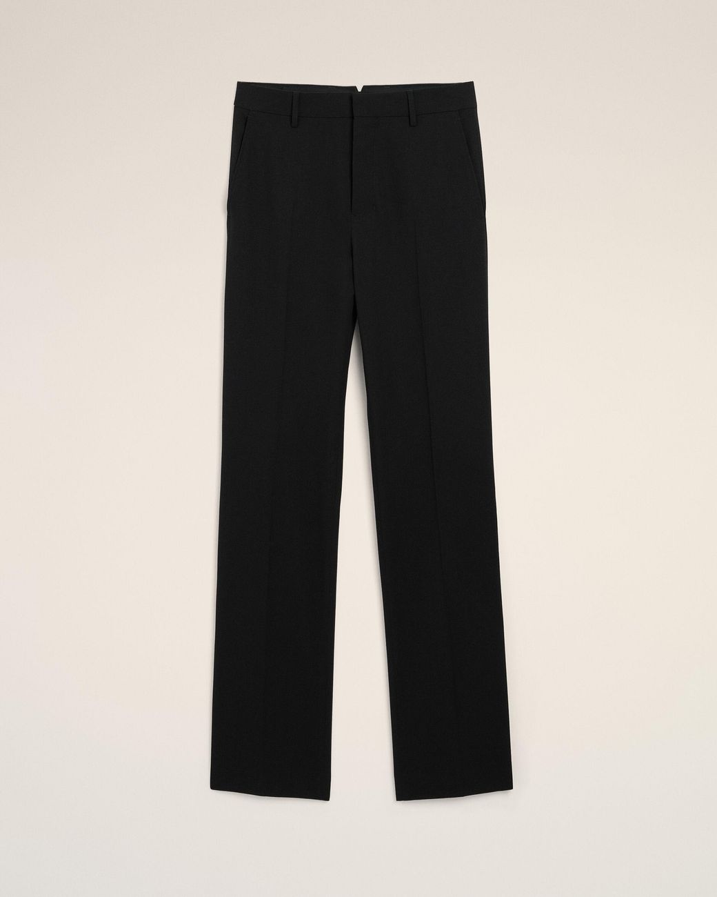 AMI Black Straight-Fit Wool Trousers for men