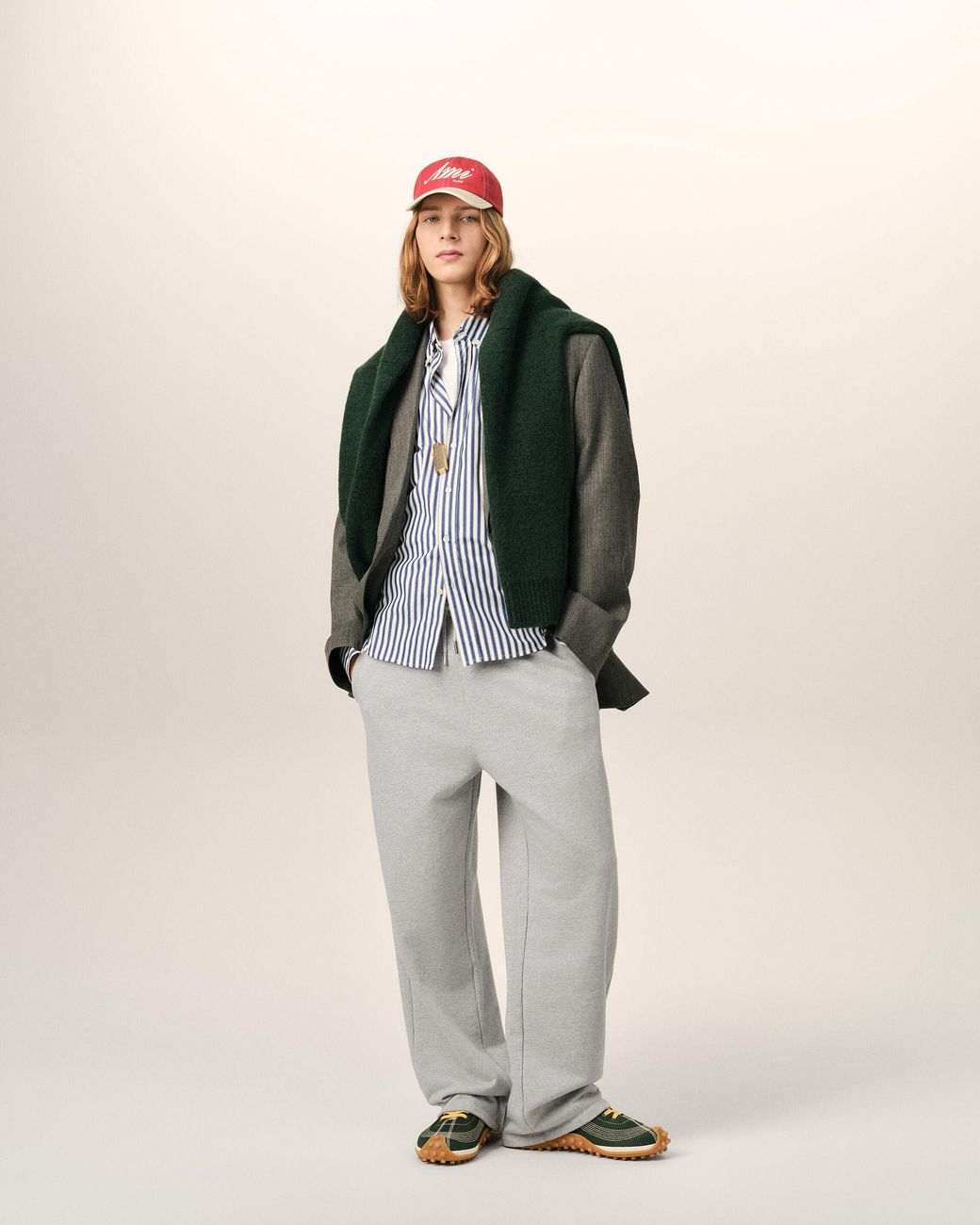 AMI Natural Cotton Track Pants With Ami De Coeur for men