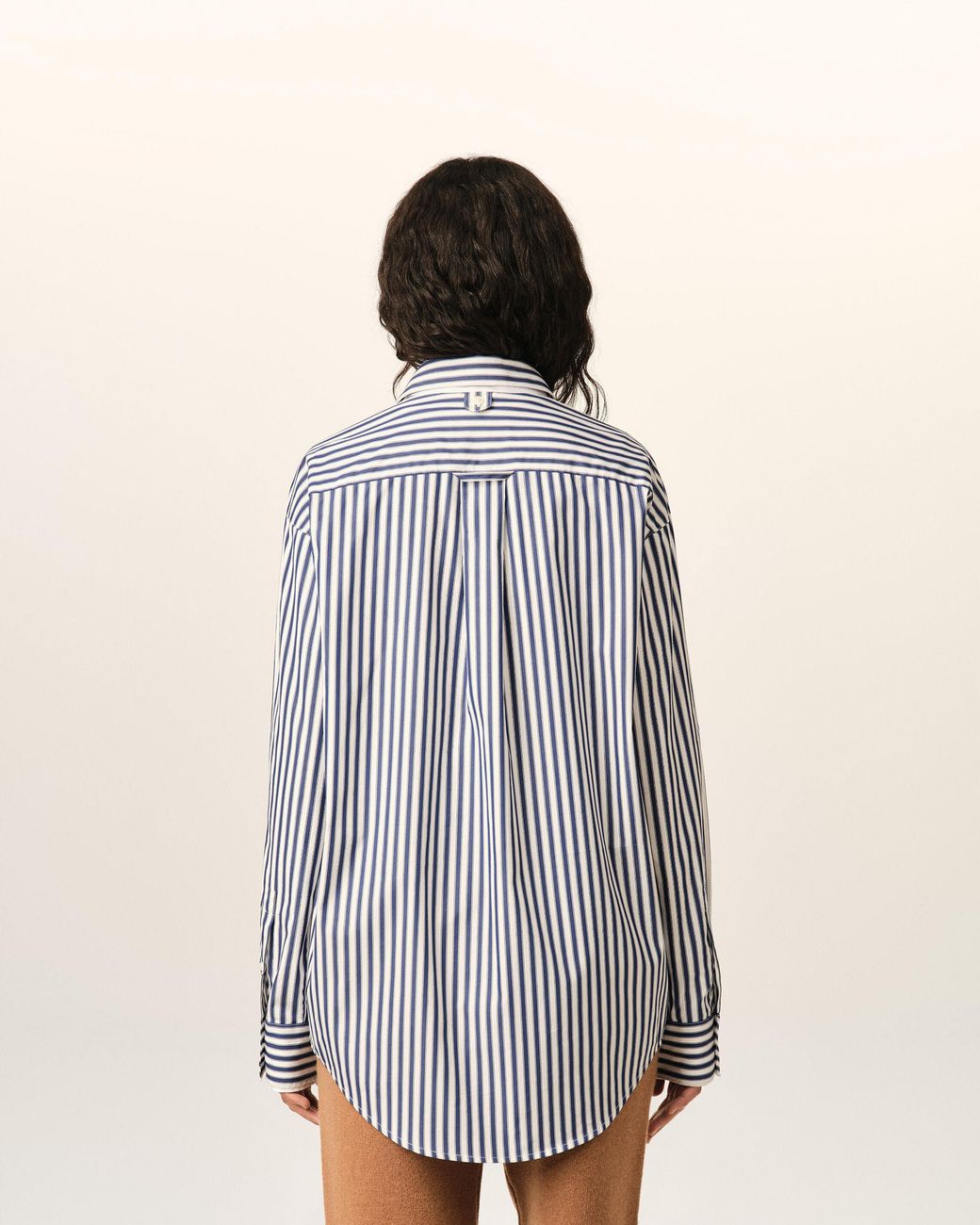 AMI Blue Large Striped Cotton Shirt With Removable Collar