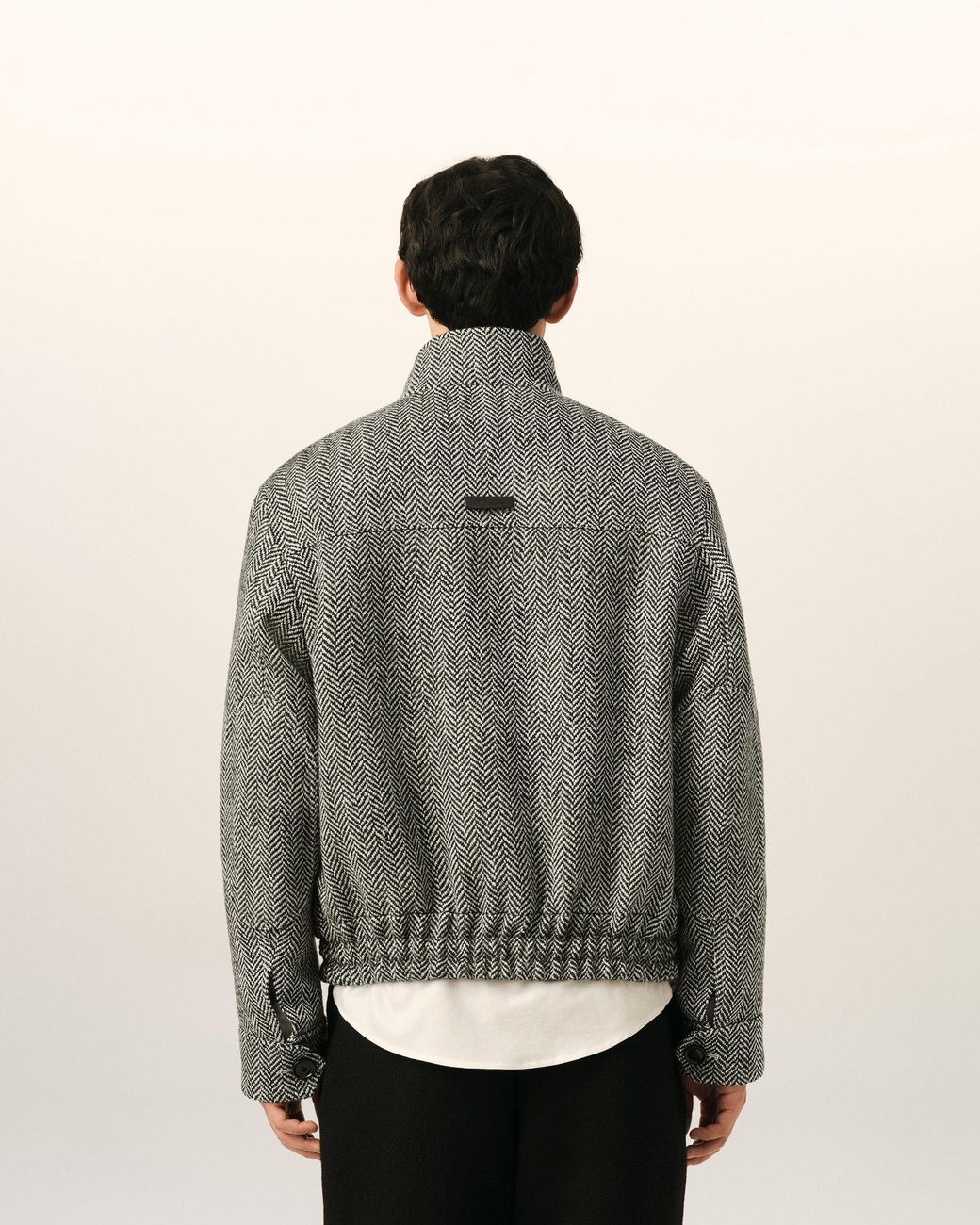 AMI Gray Wool Padded Harrington Jacket