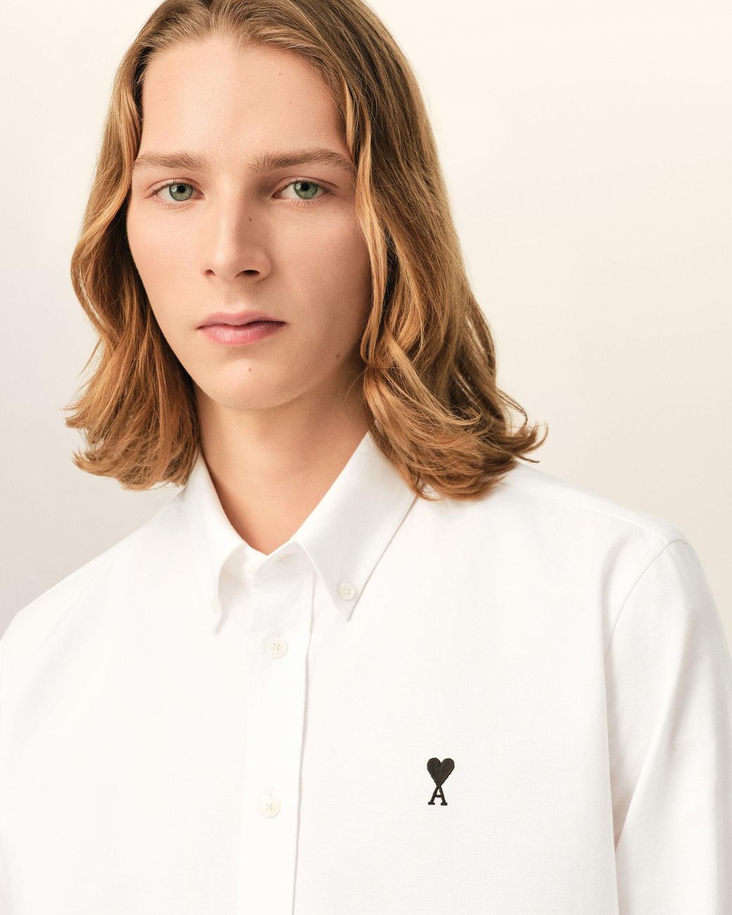 AMI Natural Cotton Shirt With Ami De Coeur