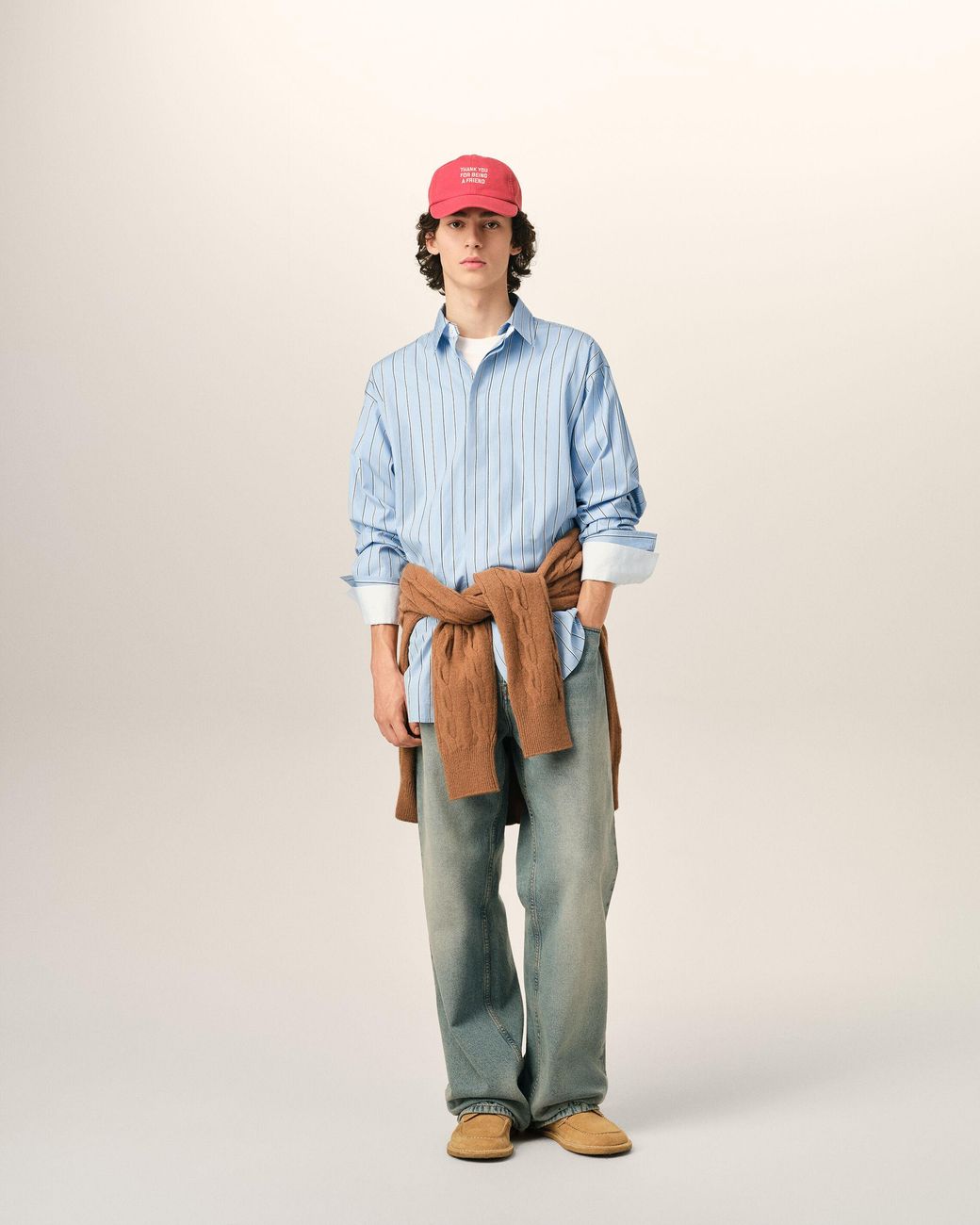 AMI Blue Large Striped Cotton Shirt With Removable Collar