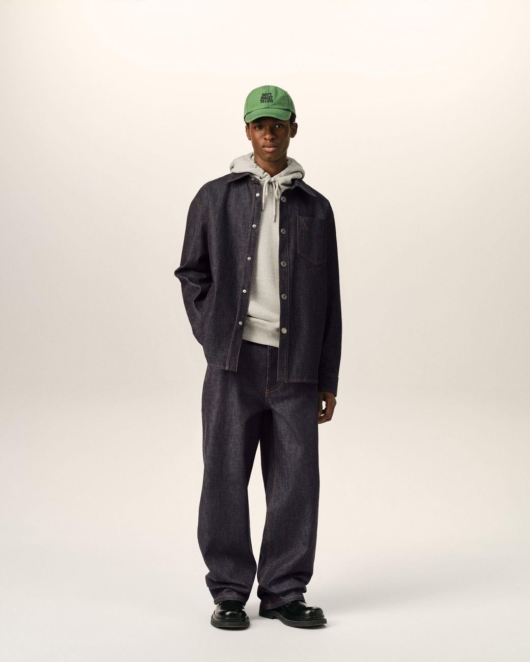 AMI Blue Cotton Overshirt With Ami De Coeur