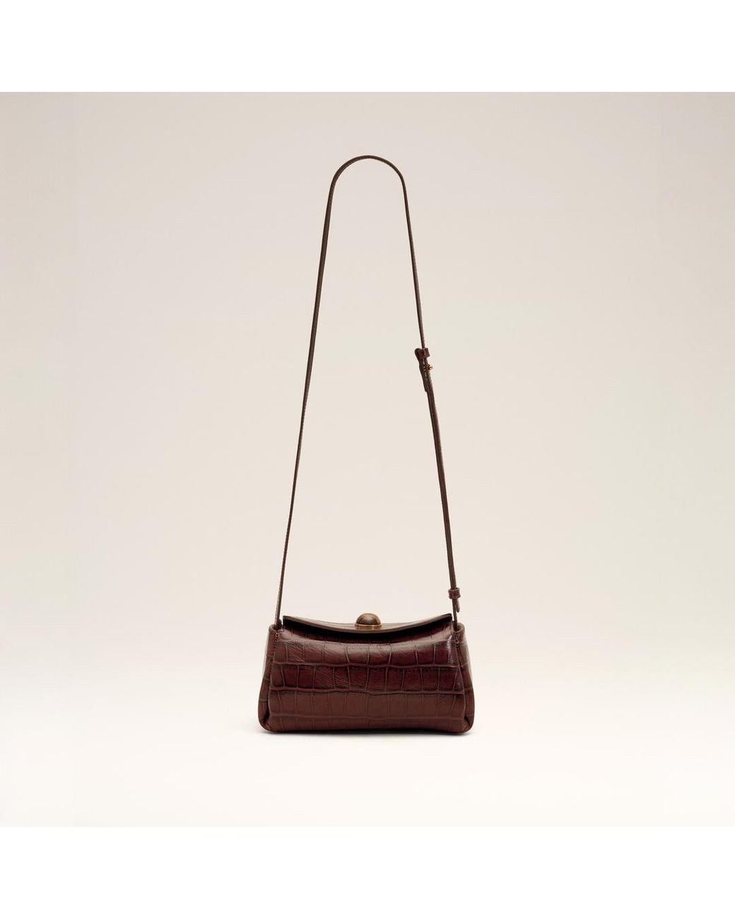 AMI Natural Mini Crocodile Embossed Cow Leather Carrousel Bag