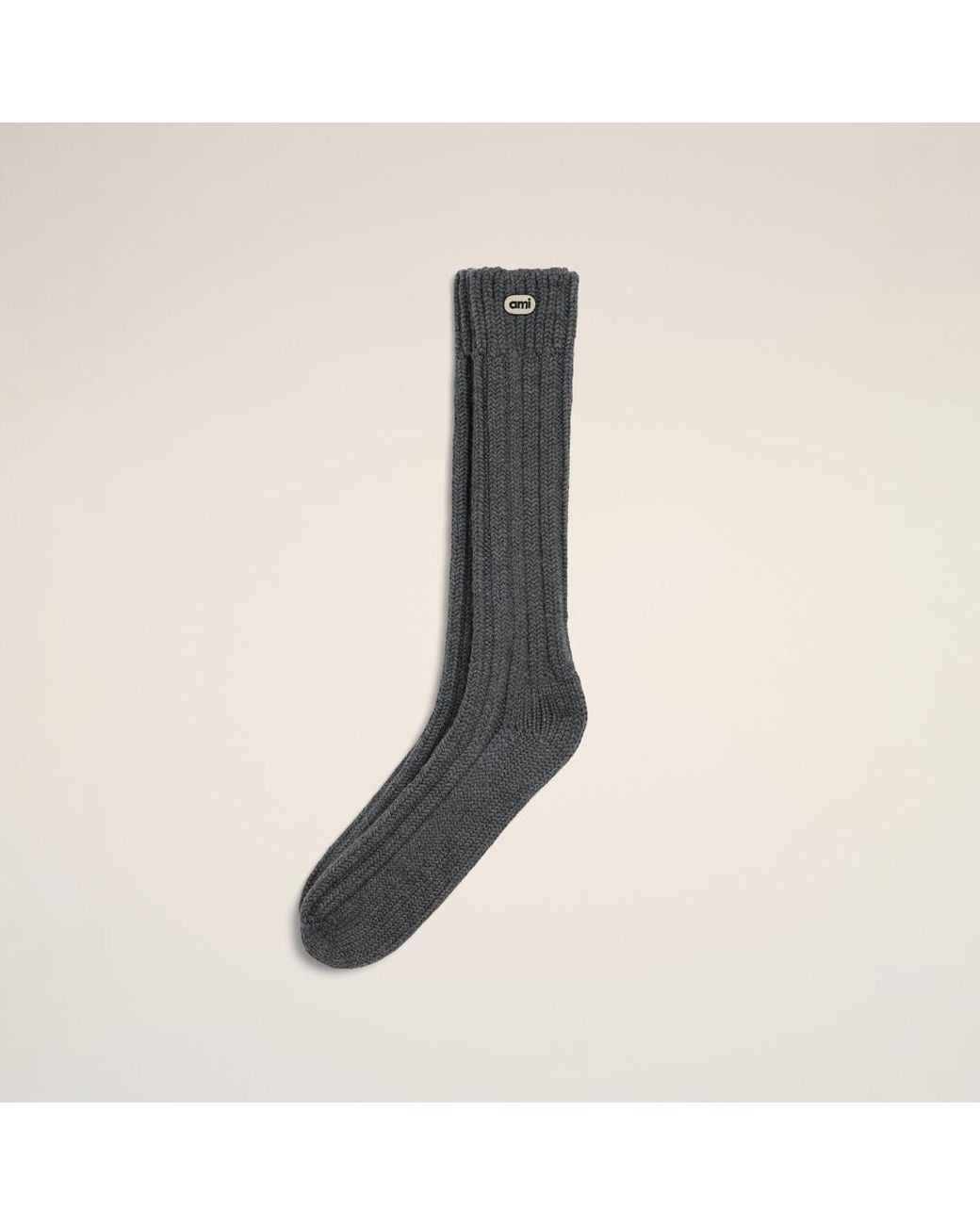 AMI Natural Wool Socks With Ami Patch
